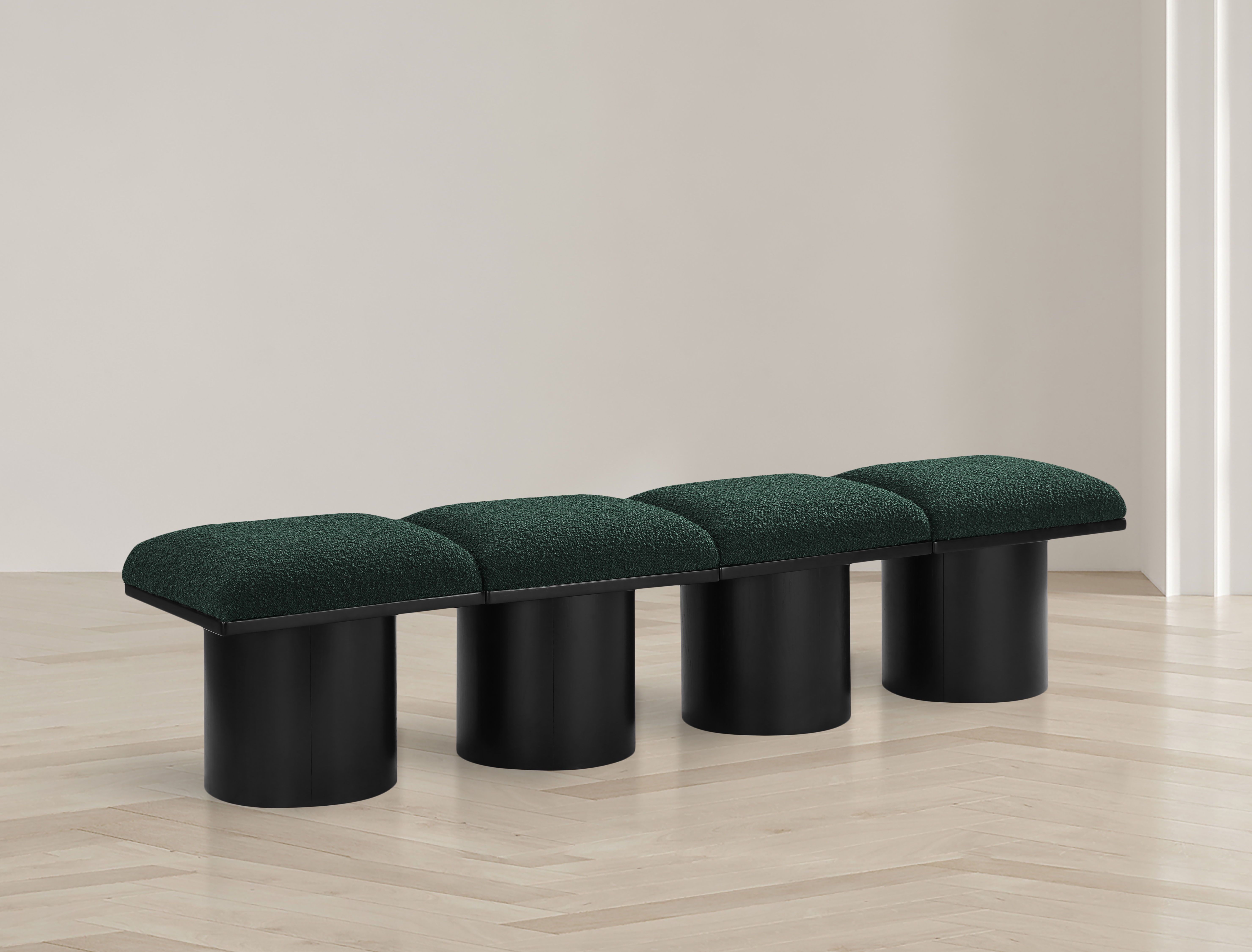 Pavilion - 72" 4 Piece Modular Bench With Black Base - Green