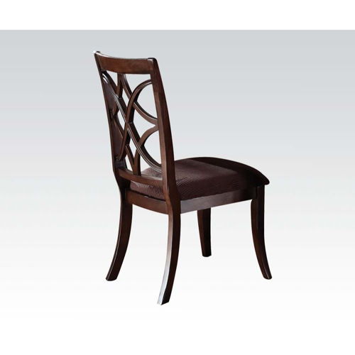 Keenan - Side Chair (Set of 2) - Brown Microfiber & Dark Walnut, dark brown