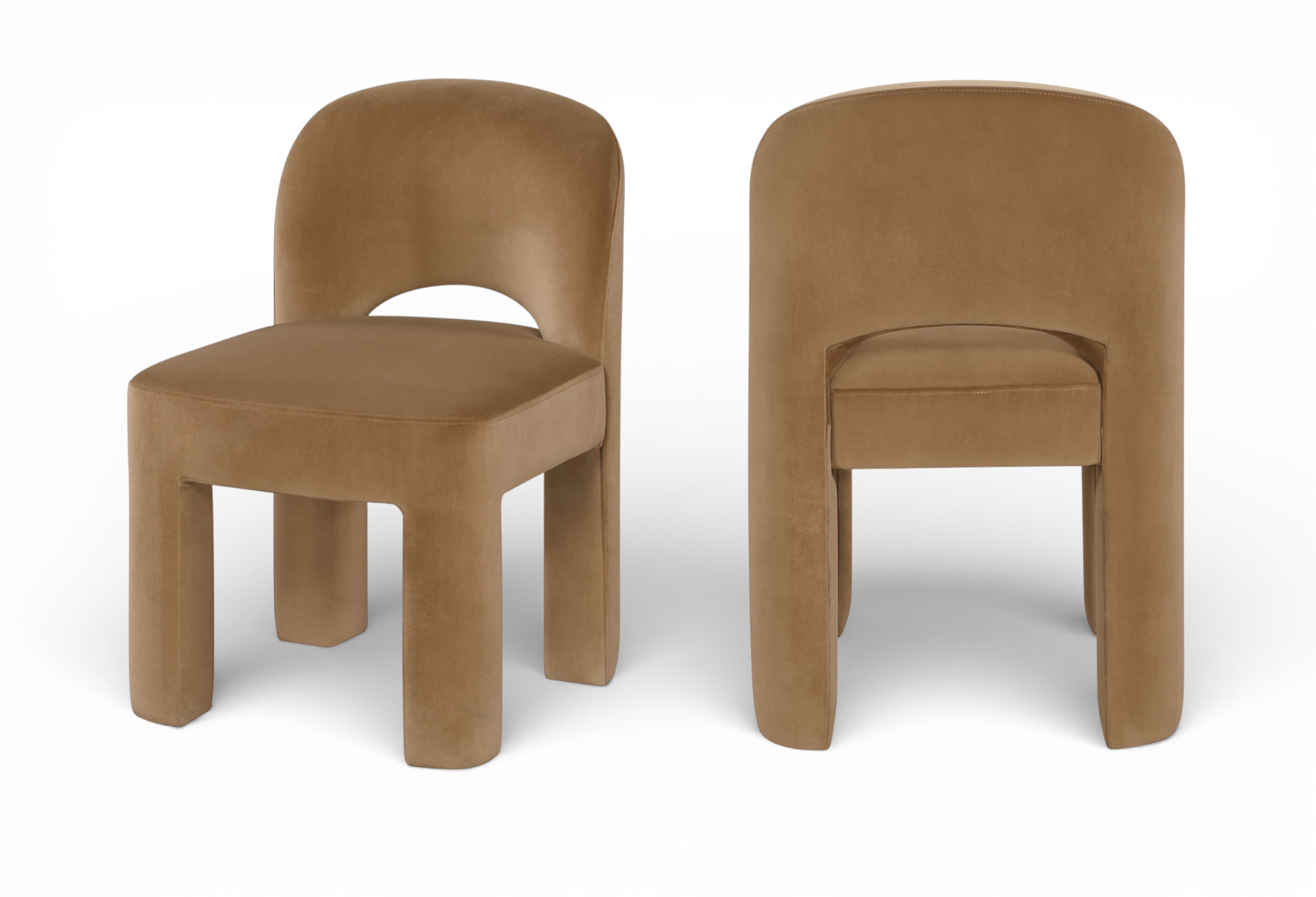 Celine - Velvet Performance Fabric Upholstered Dining Chair (Set of 2) - Saddle