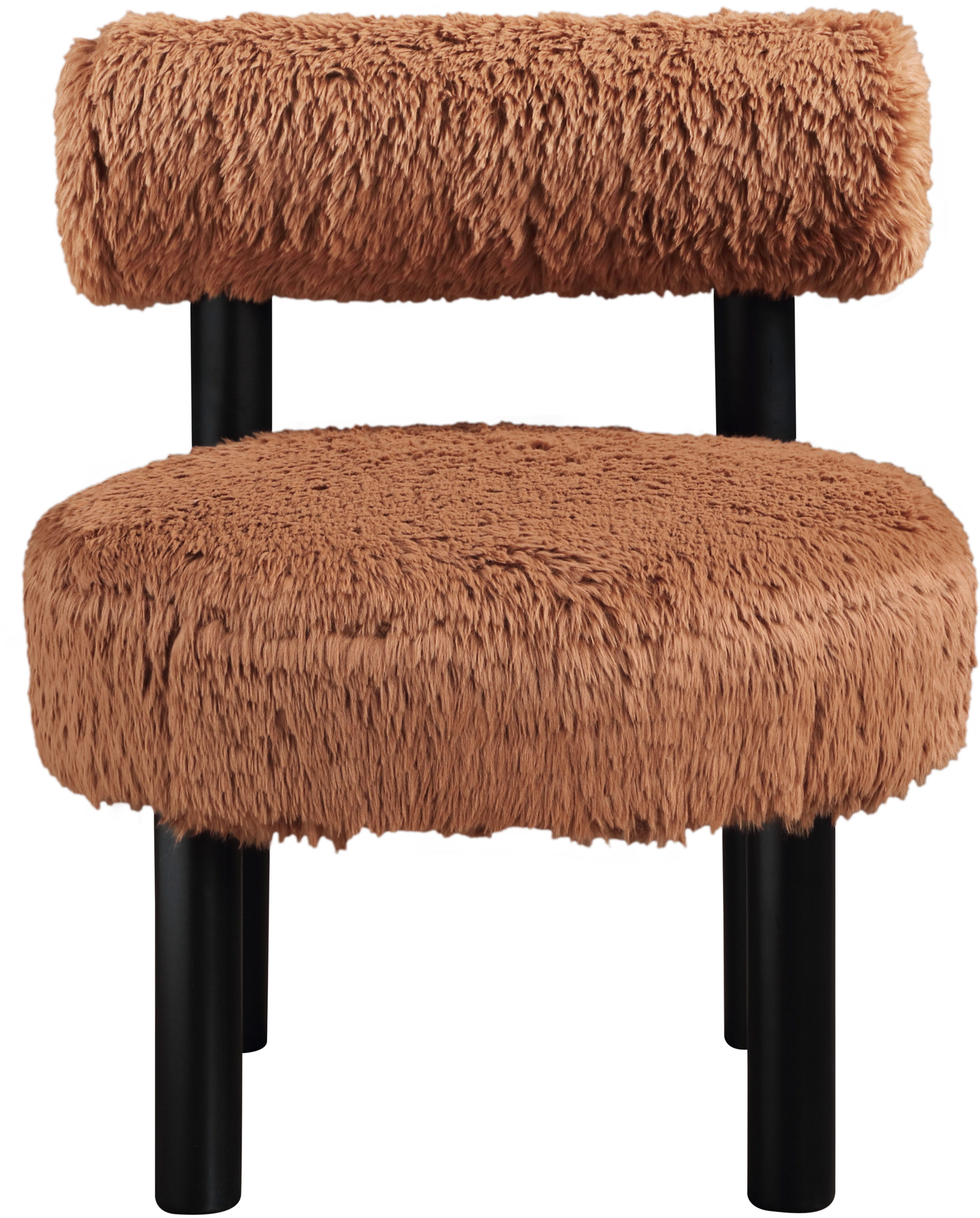 Ambre - Vegan Shearling Fabric Upholstered Accent Chair - Saddle