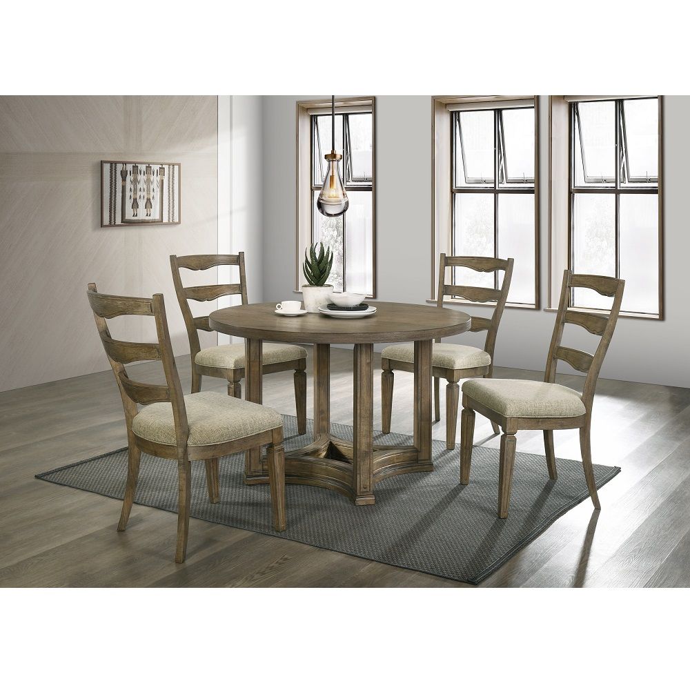 Parfield - Round Dining Table - Weathered Oak, dark brown
