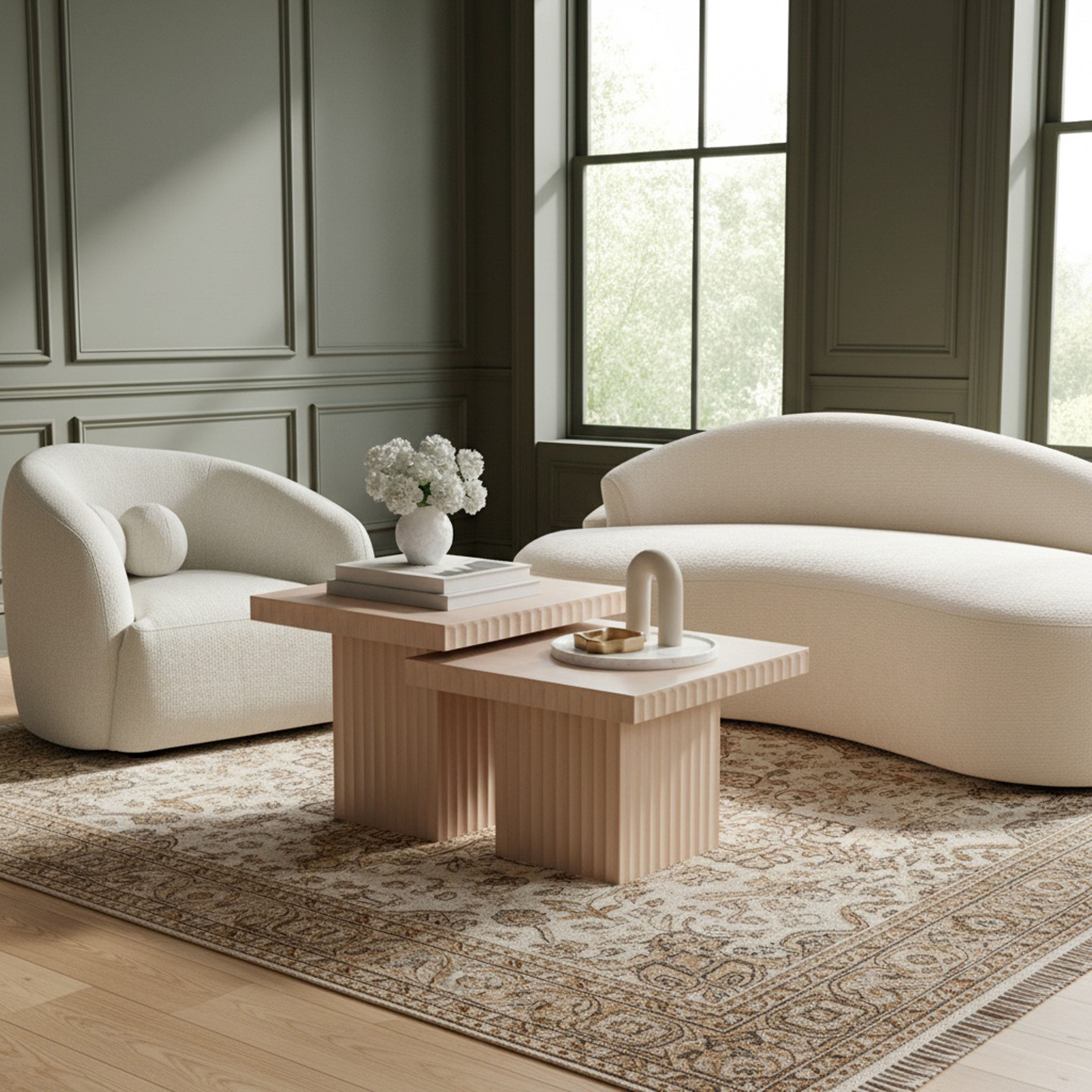 Spencer - 18" Oak Veneer 2 Piece Coffee Table - Natural