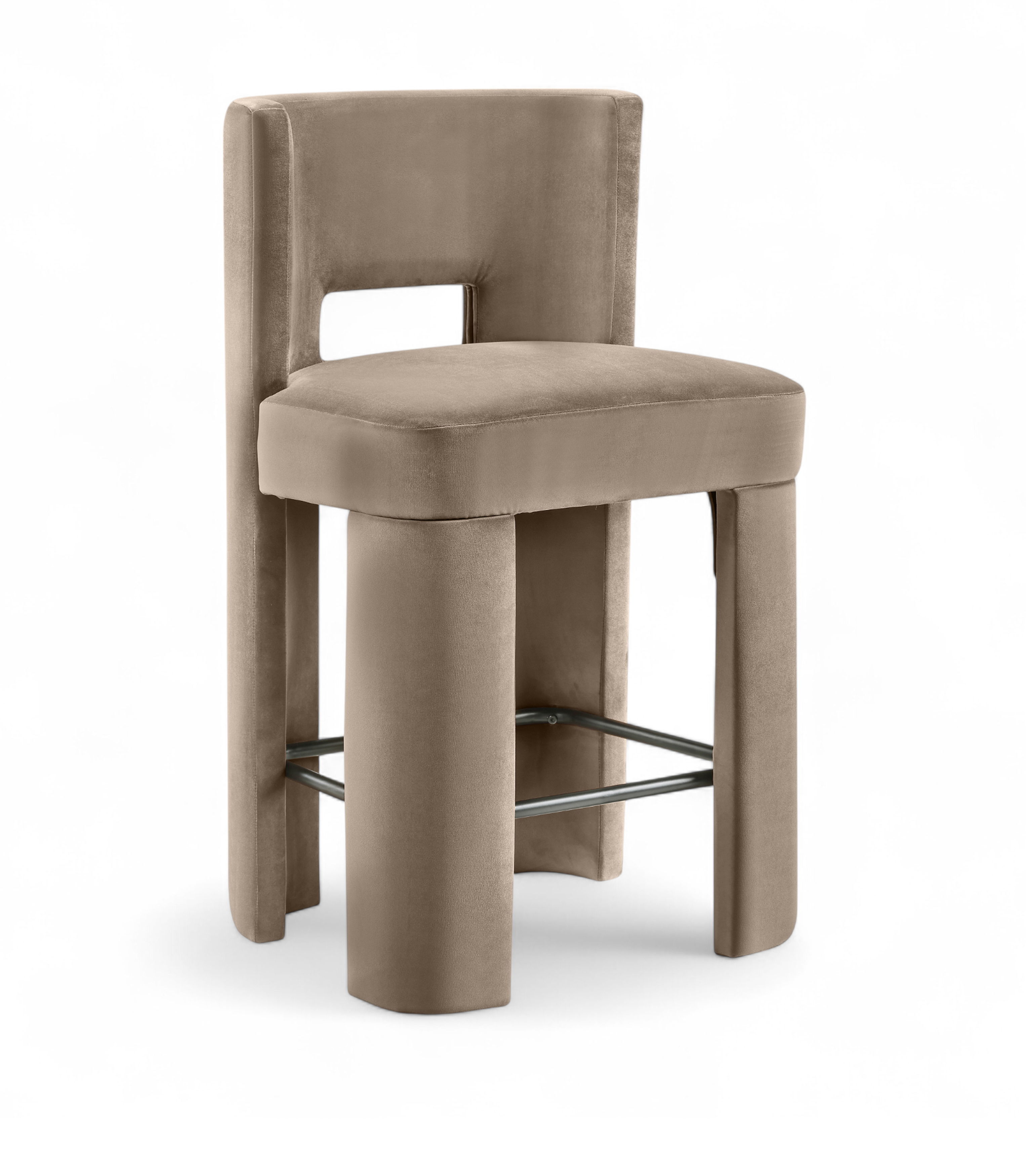 Zuno - Velvet Performance Fabric Upholstered Counter Stool (Set of 2) - Taupe