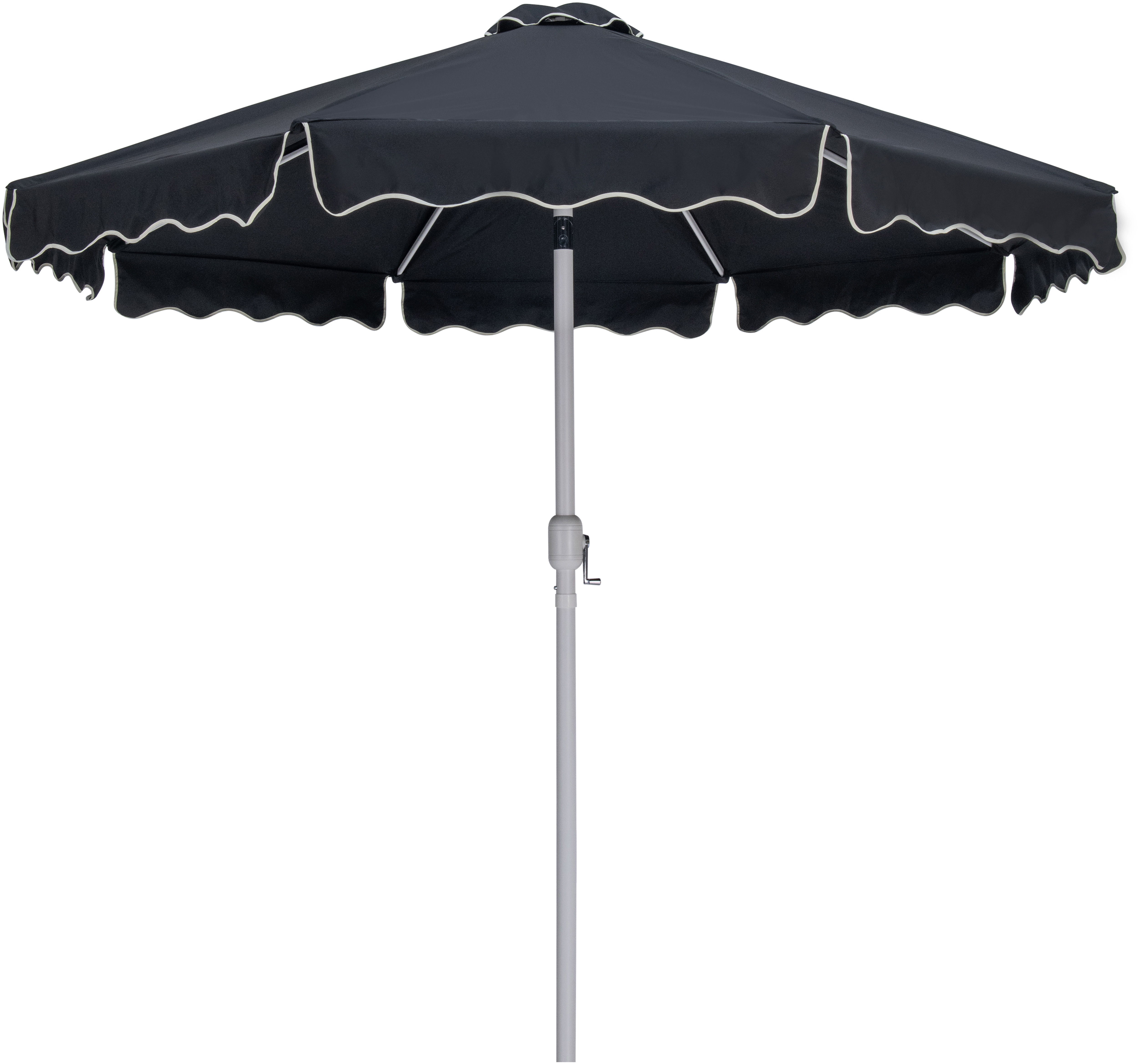 Amalfi - With Cream Piping Aluminum Patio Umbrella with Base Fabric - Black / Matte White