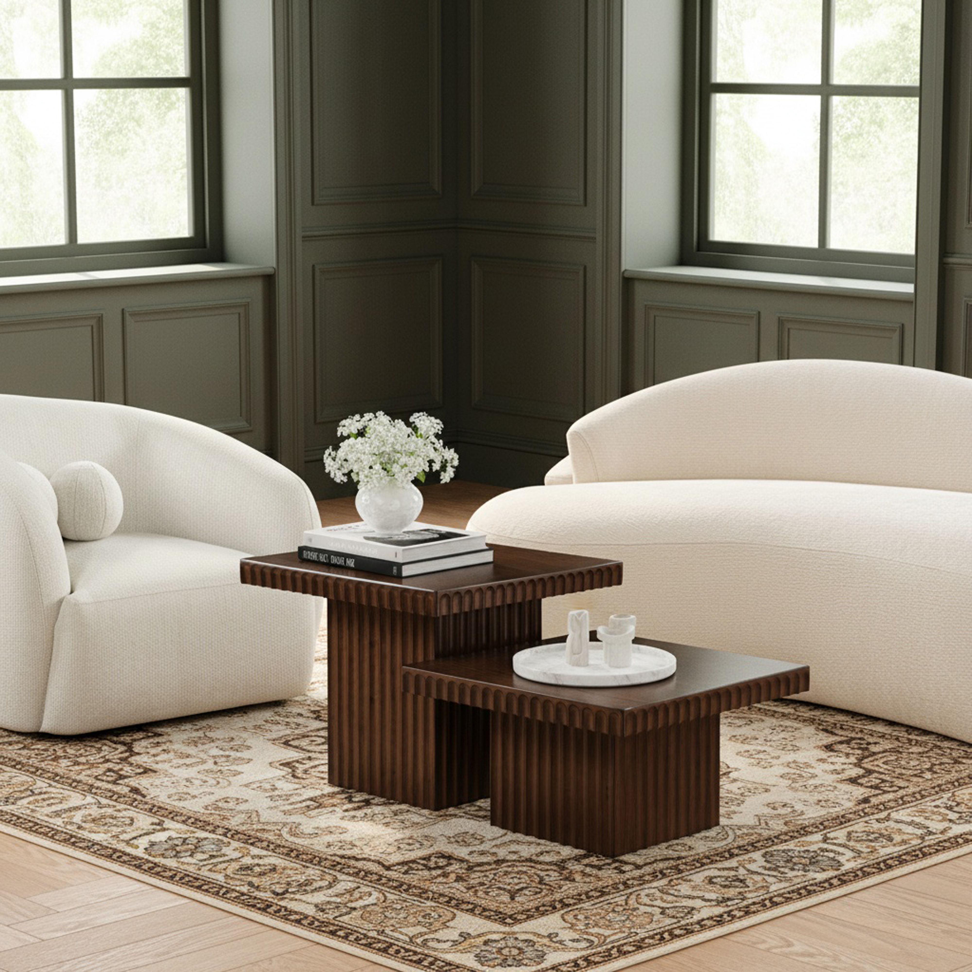 Spencer - Oak Veneer 2 Piece Coffee Table - Brown
