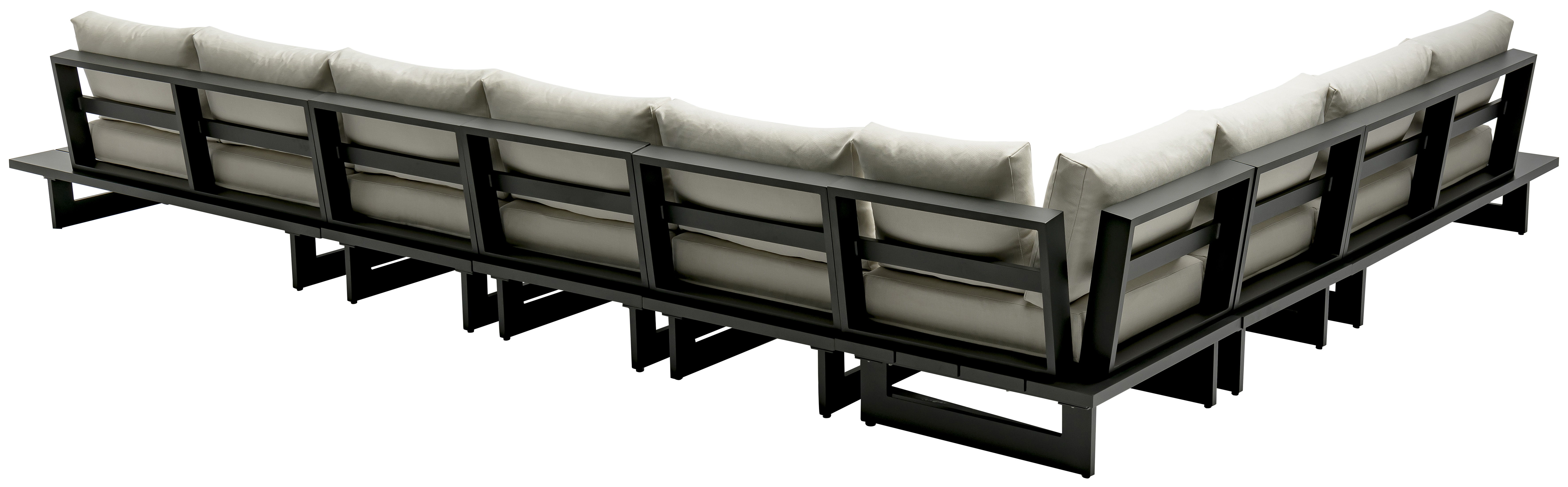 Maldives - 7 Piece Water Resistant Outdoor Modular Sectional With Gray Base - Cream