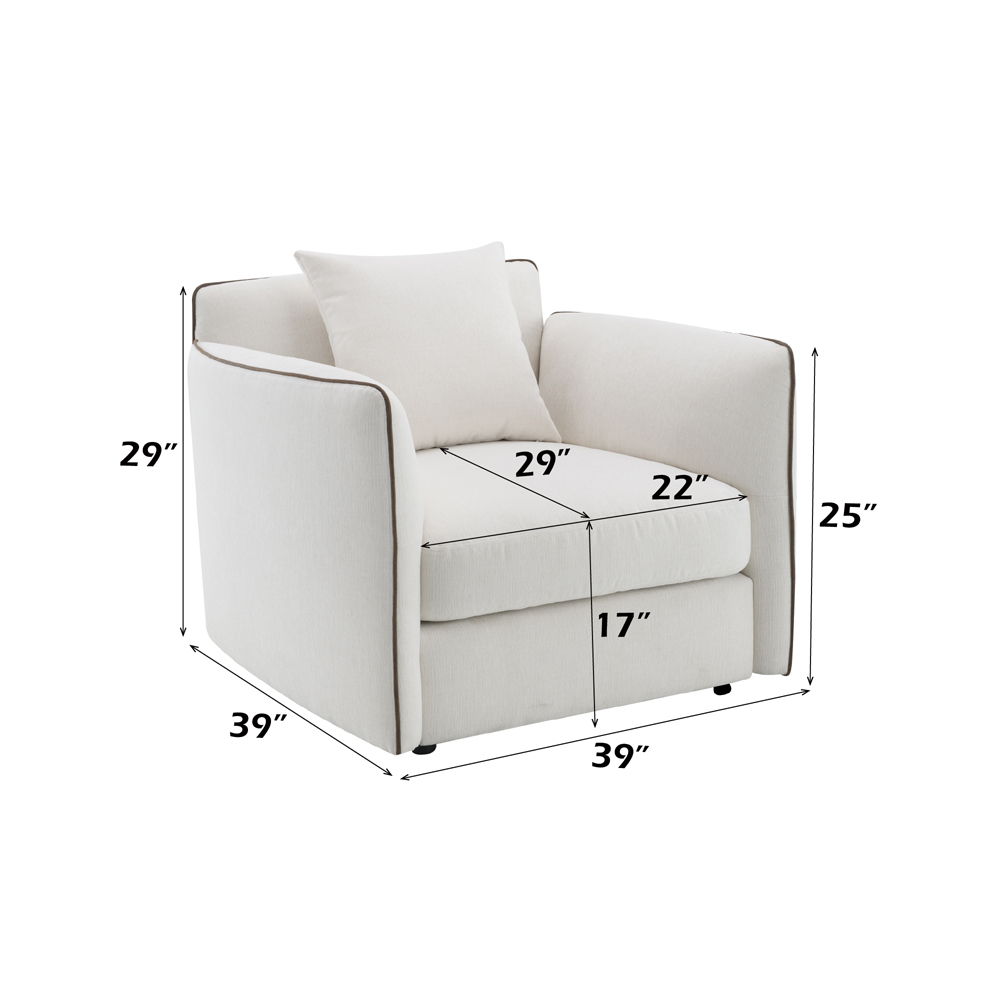 Yolanda - Chair With Pillow - Beige Chenille, beige, view 6