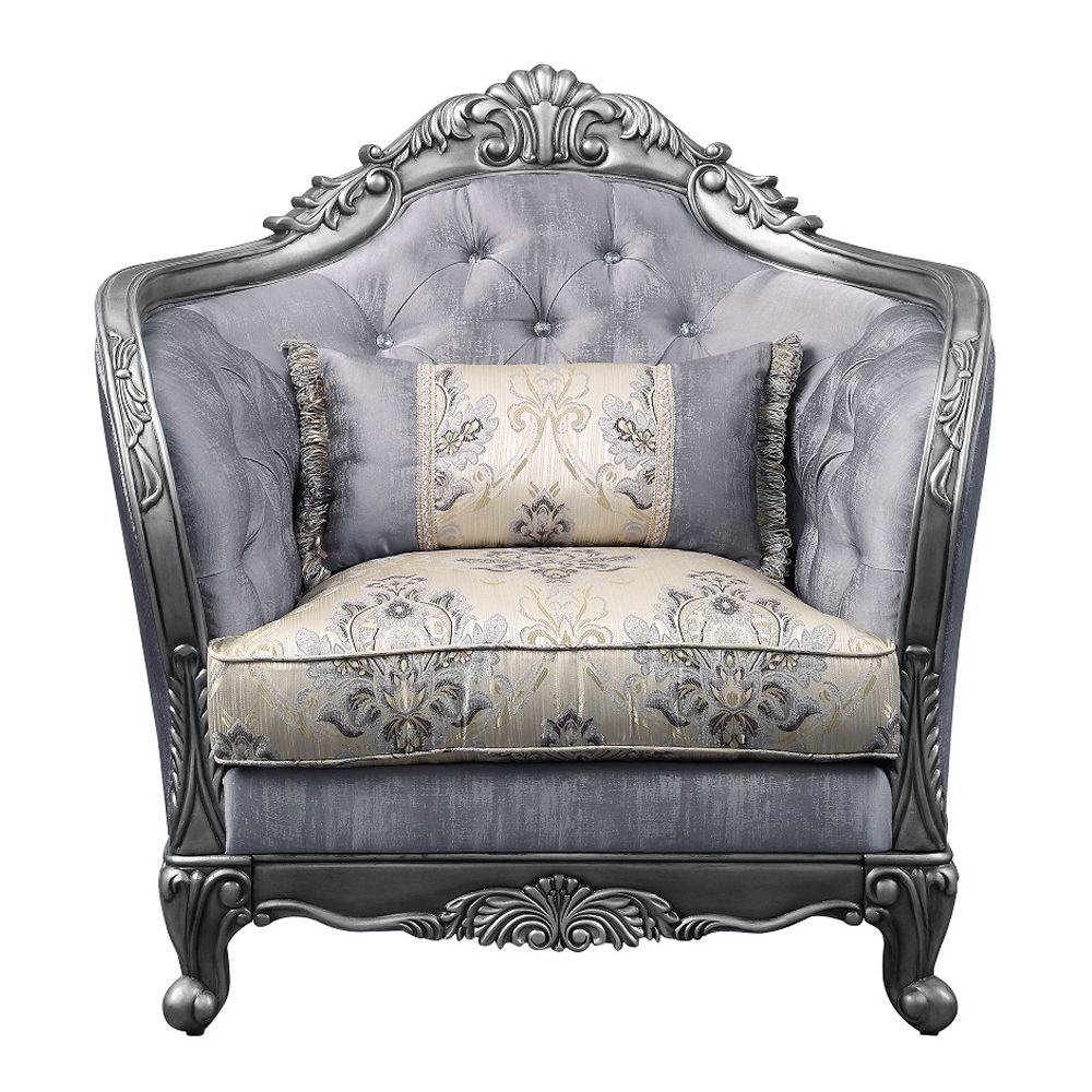 Ariadne - Chair With Pillow - Fabric & Platinum, silver, view 7
