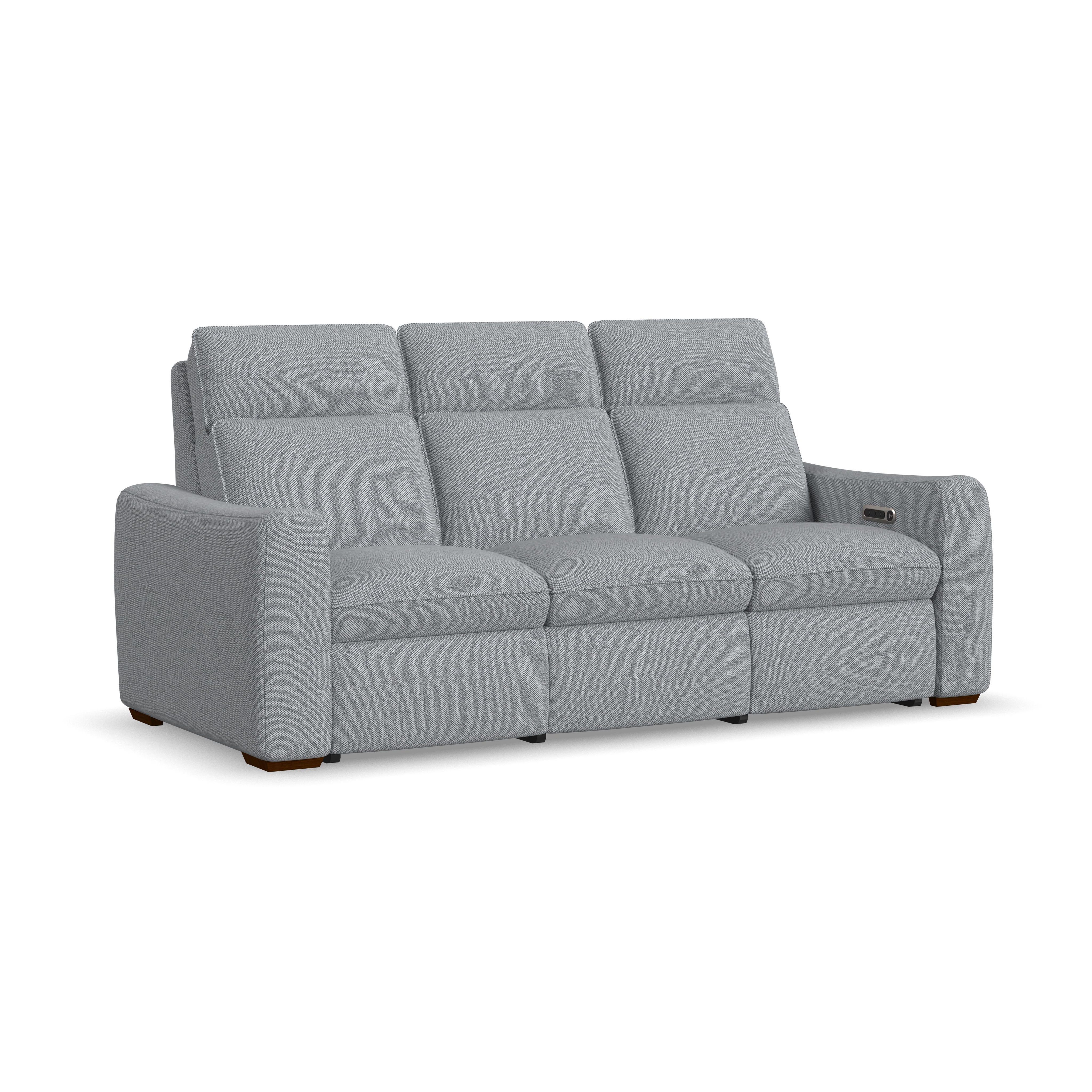 Ava - Power Reclining Sofa With Power Headrest & Lumbar - Gray, gray
