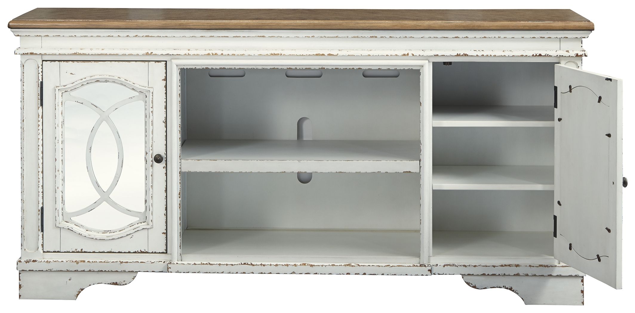 Realyn - XL TV Stand w/Fireplace Option - Chipped White