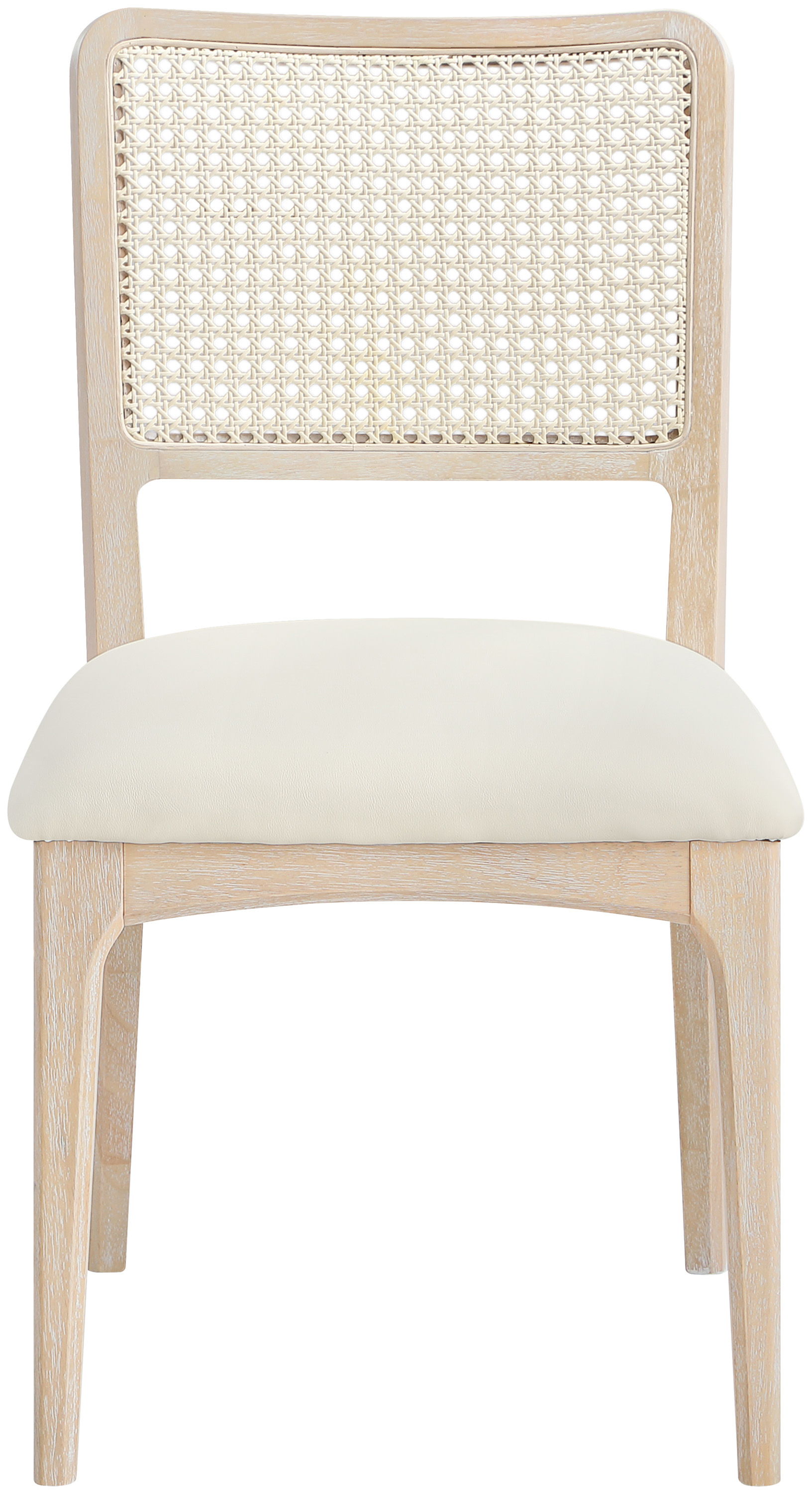 Atrium - Cane Back And Vegan Leather Upholstered Seat Dining Chair (Set of 2) - Cream / Brushed Natural