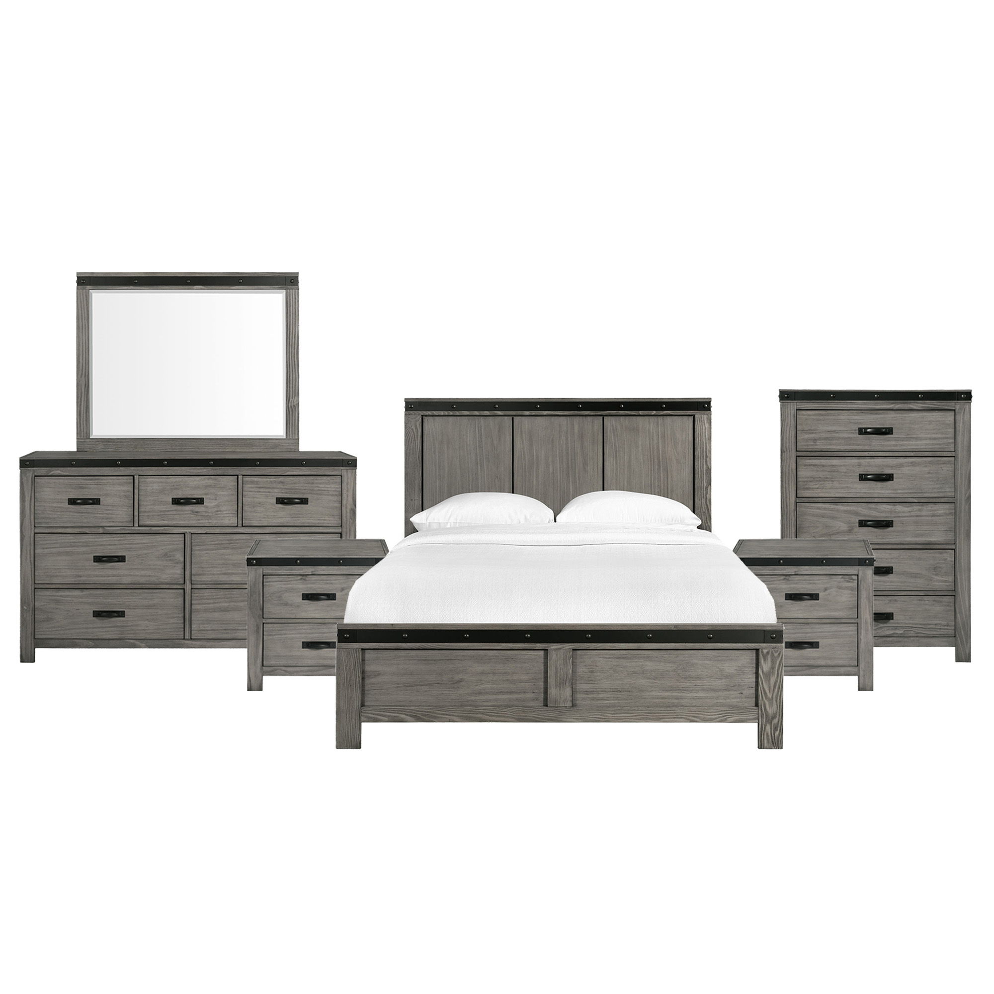 Wade - King Panel 6 Piece Bedroom Set - Black Finish