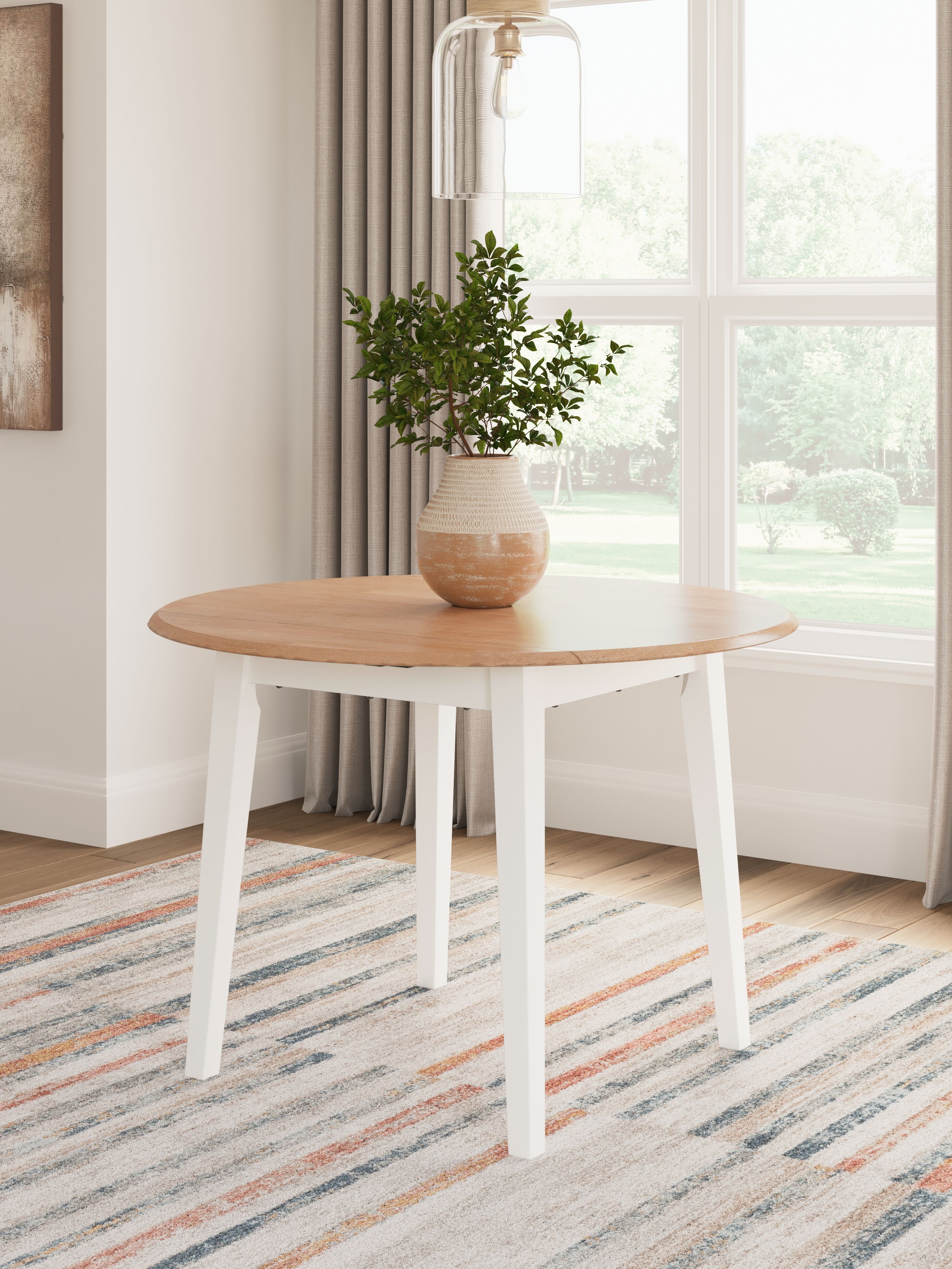 Ashley Furniture Gesthaven - Round Dining Room Drop Leaf Table - Natural / White - Image 2
