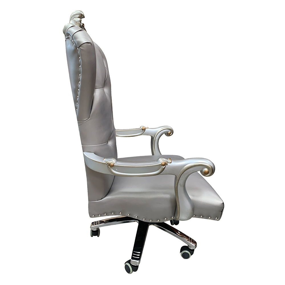 Versailles - Executive Office Chair - Silver Synthetic Leather & Antique Platinum, silver, view 2