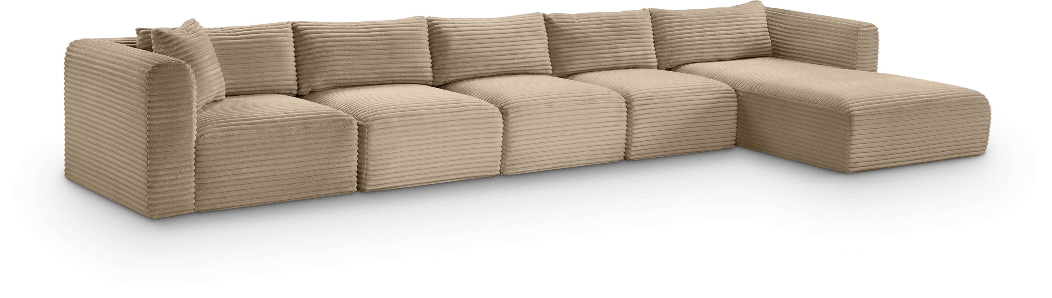 Shaggy - 5 Piece Modular Sectional With Chaise - Taupe