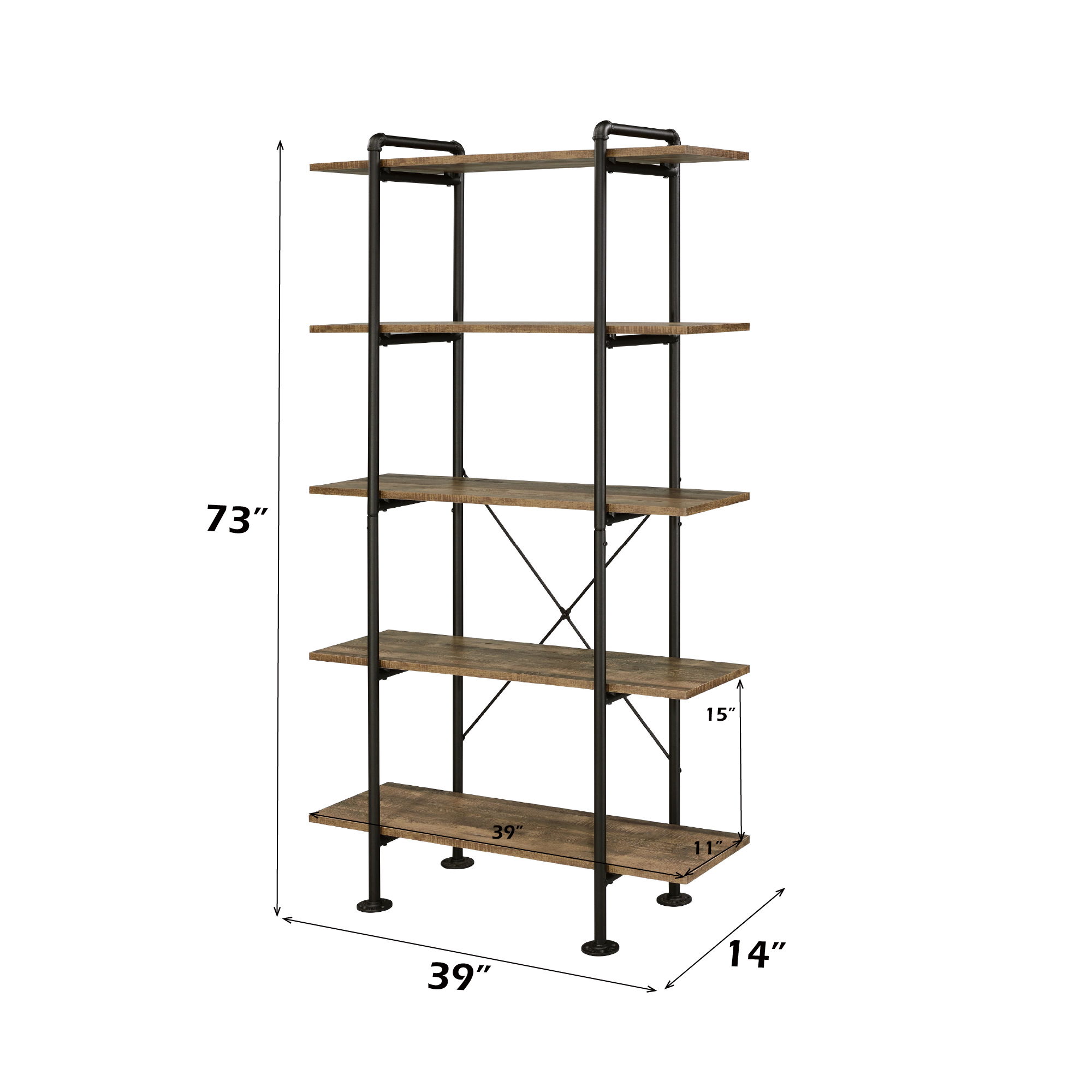 Nefo - Bookshelf - Rustic Oak & Black, black, view 3