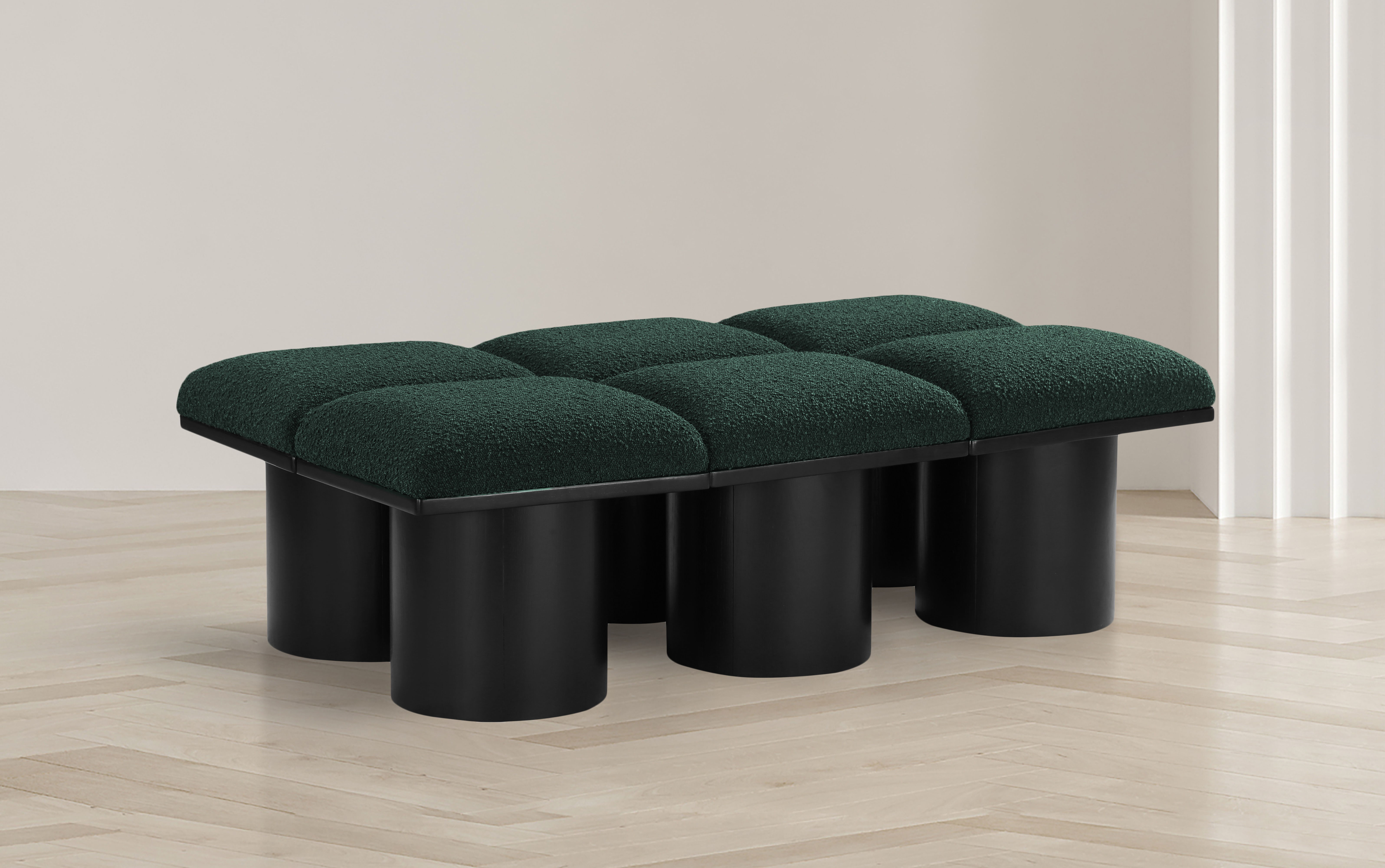 Pavilion - 54" 6 Piece Modular Bench With Black Base - Green