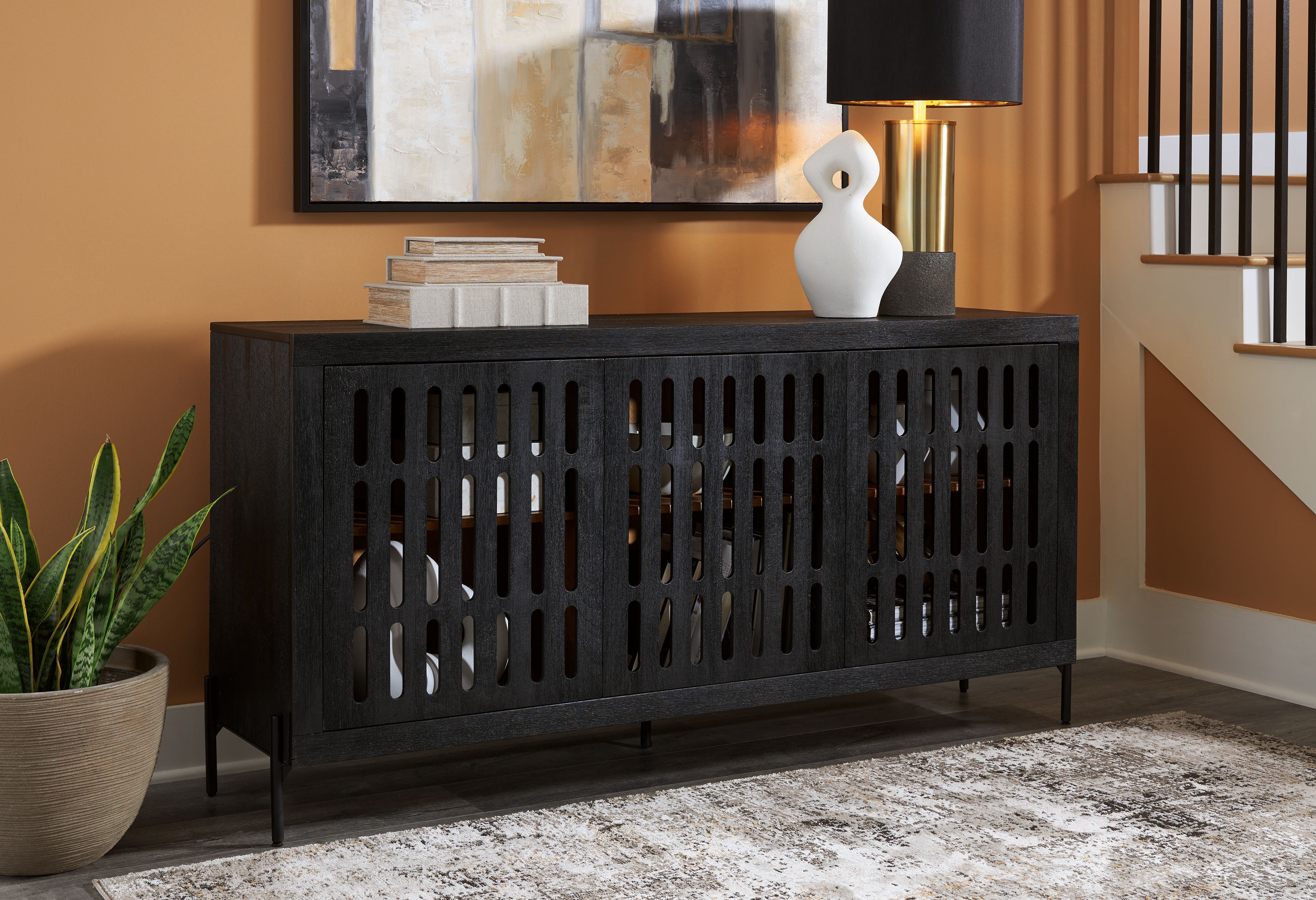 Ashley Furniture Vallisburg - Accent Cabinet - Black / Natural - Image 2