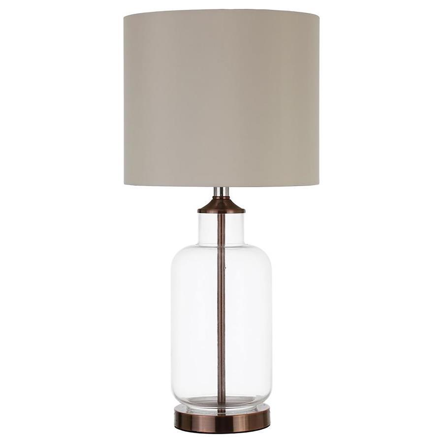 Aisha - Drum Shade Glass Table Lamp - Antique Brass Image