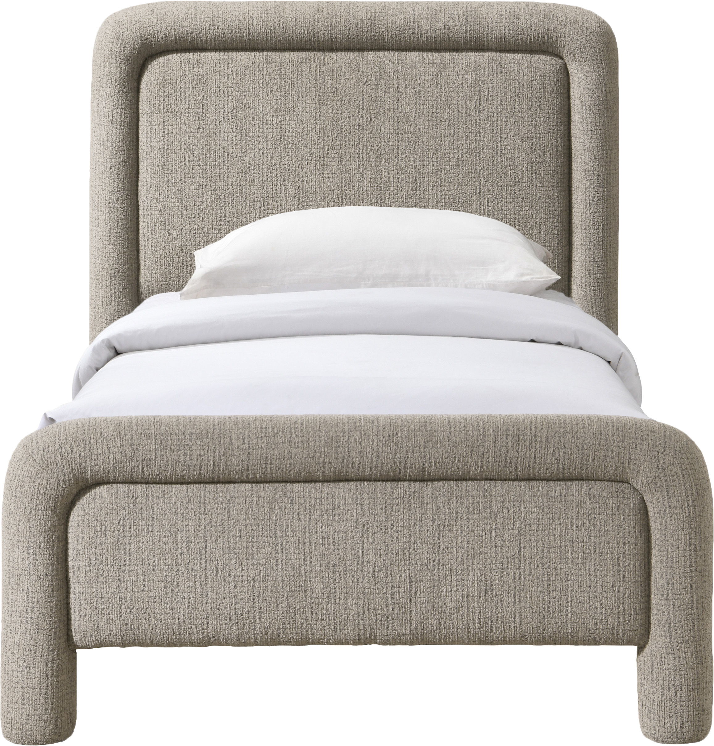 Baylor - Fabric With Interwoven Chenille Upholstered Twin Bed - Taupe
