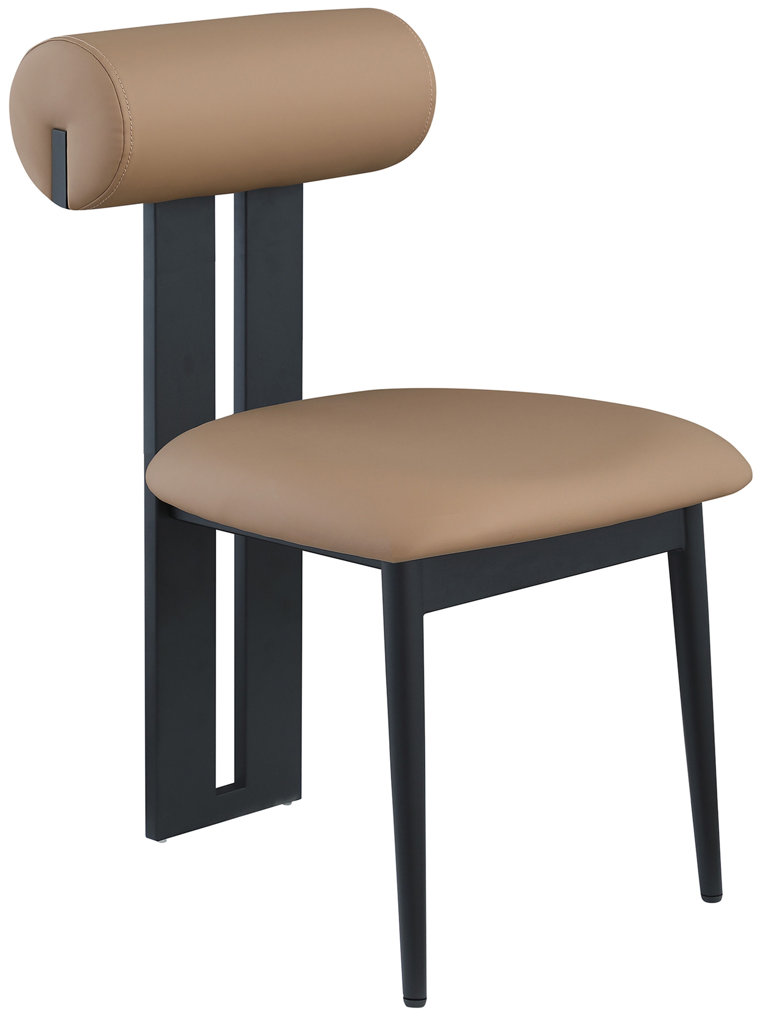 Dario - Faux Leather Dining Chair With Black Frame (Set of 2) - Tan