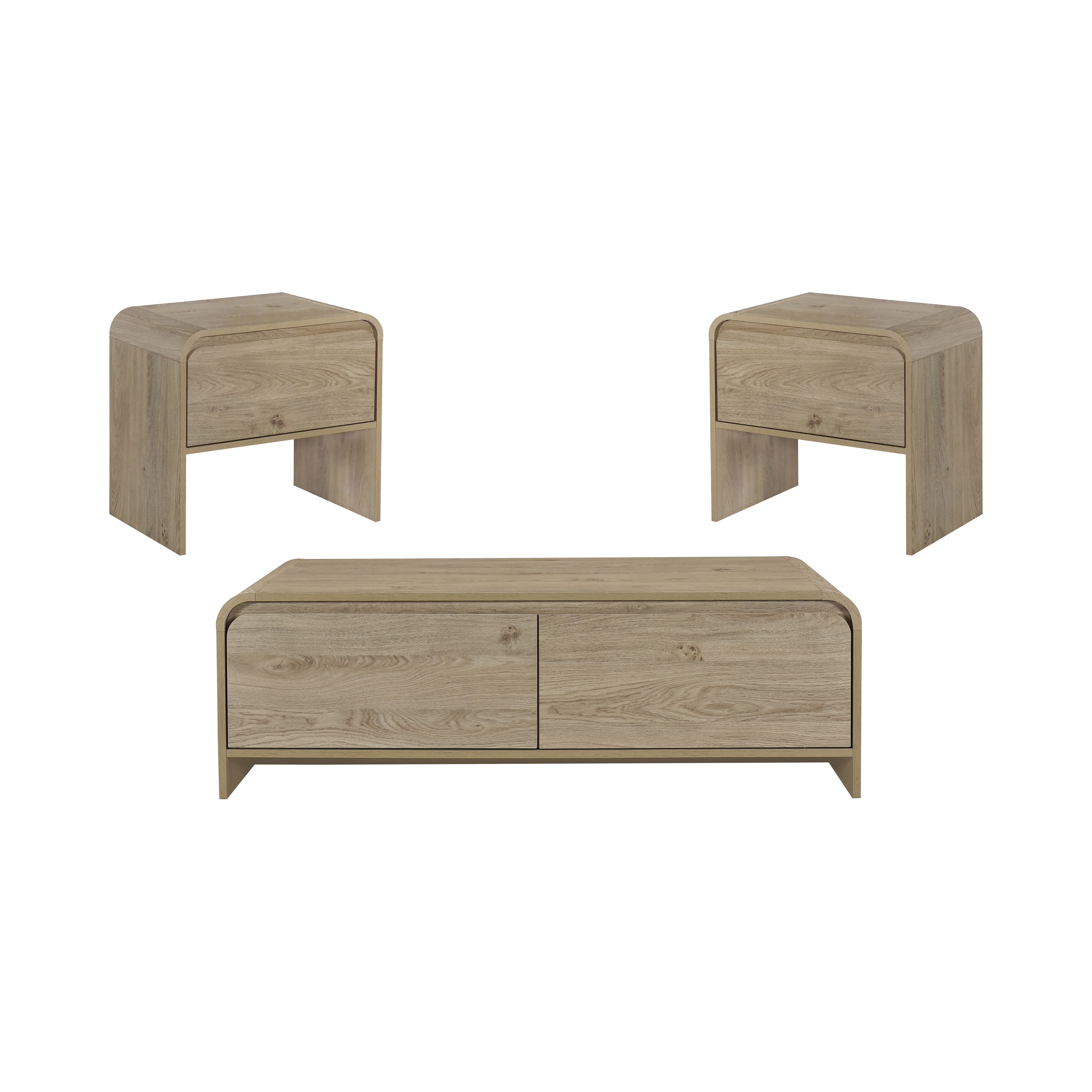 Mara - 3 Piece Cocktail Table & 2 End Tables - Natural