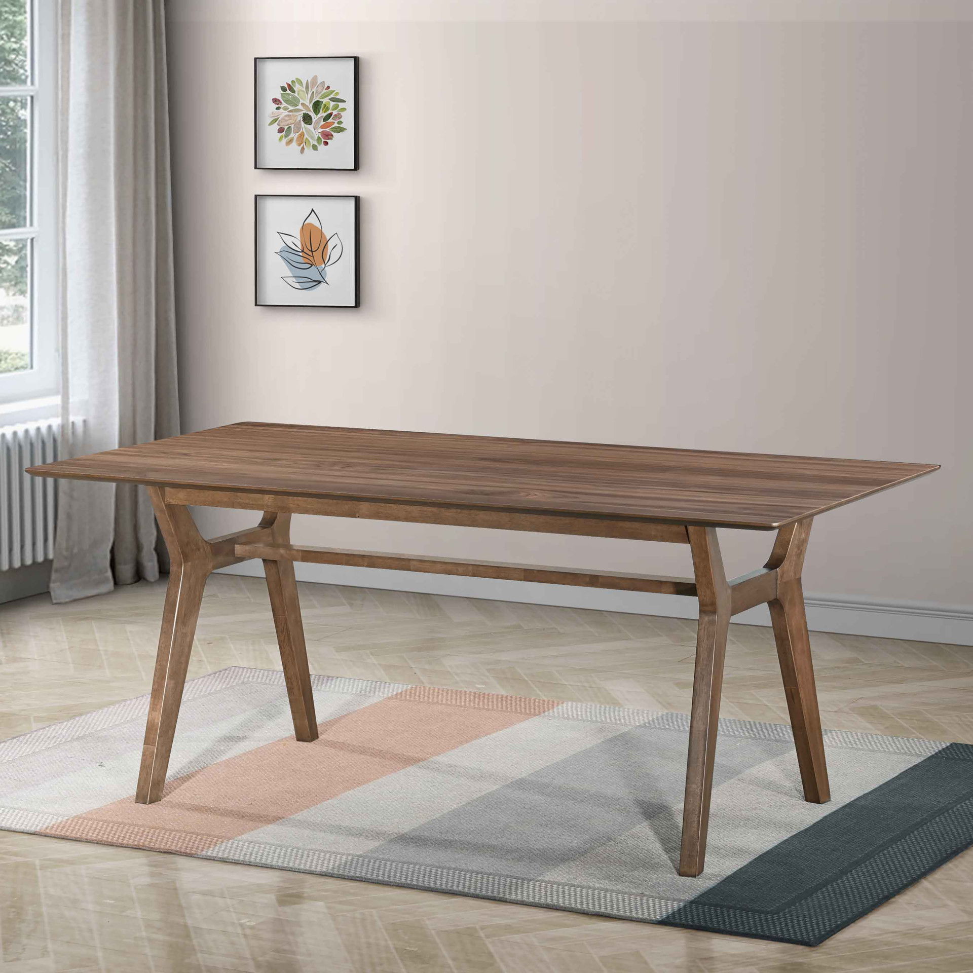 Thea - 70" Rectangular Dining Table - Walnut, dark brown
