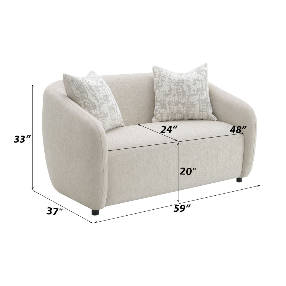 Etienne - Loveseat With 2 Pillows - Beige Linen, beige, view 7