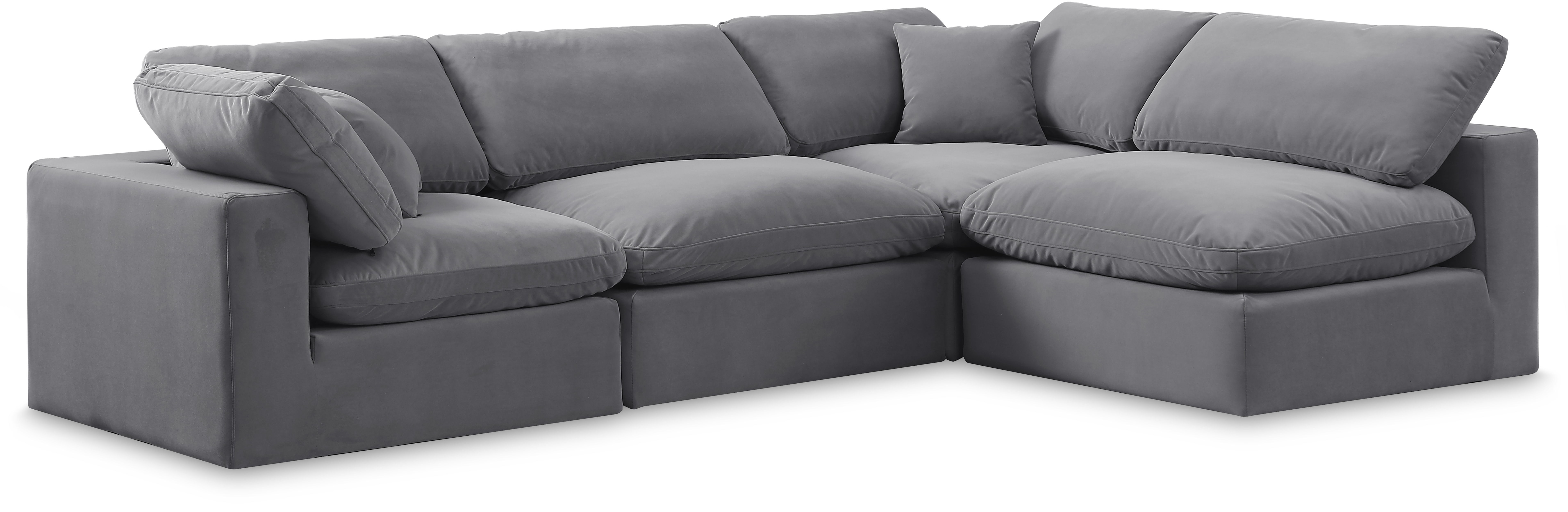 Comfy - 4 Piece Velvet Modular Armless Sectional - Dark Gray