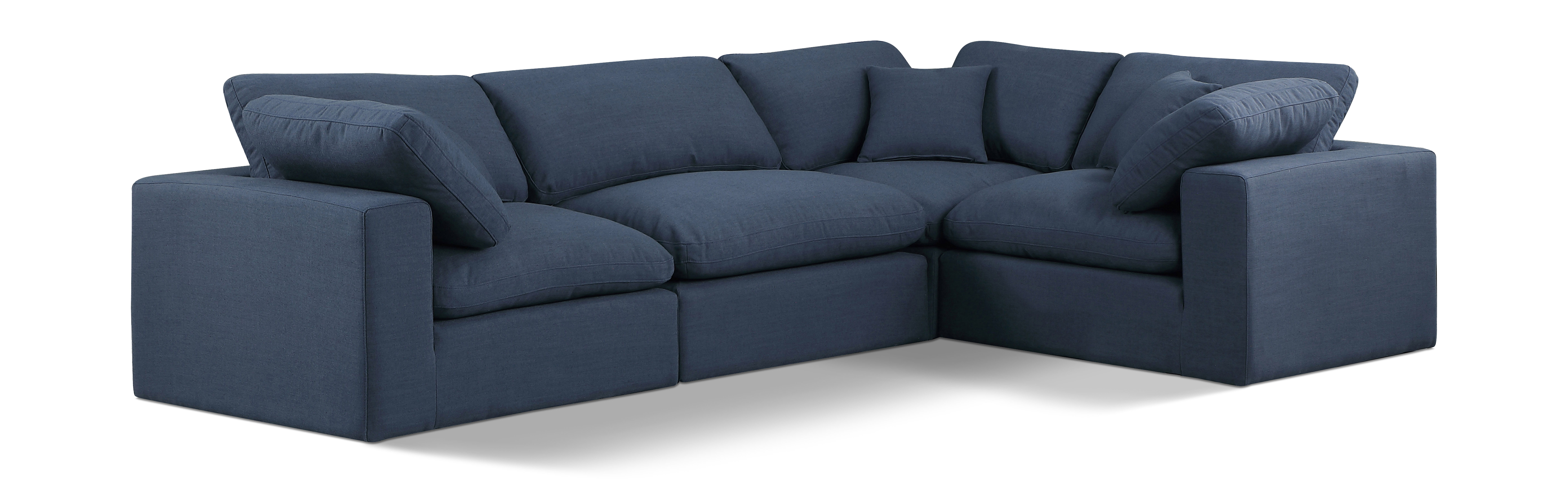 Comfy - 4 Piece Linen Fabric Modular Sectional - Blue
