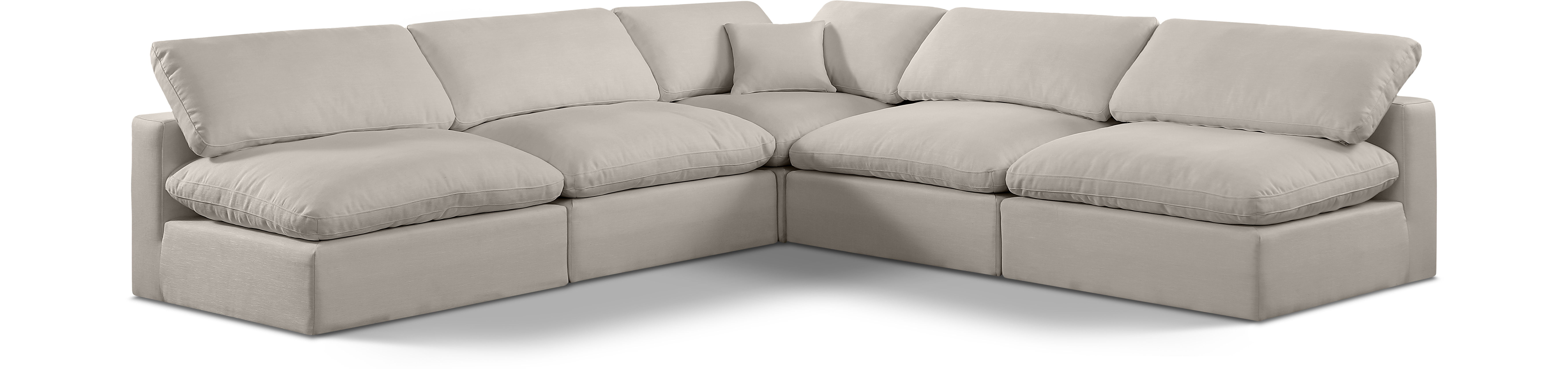 Comfy - 5 Piece Linen Modular Corner Armless Sectional - Beige