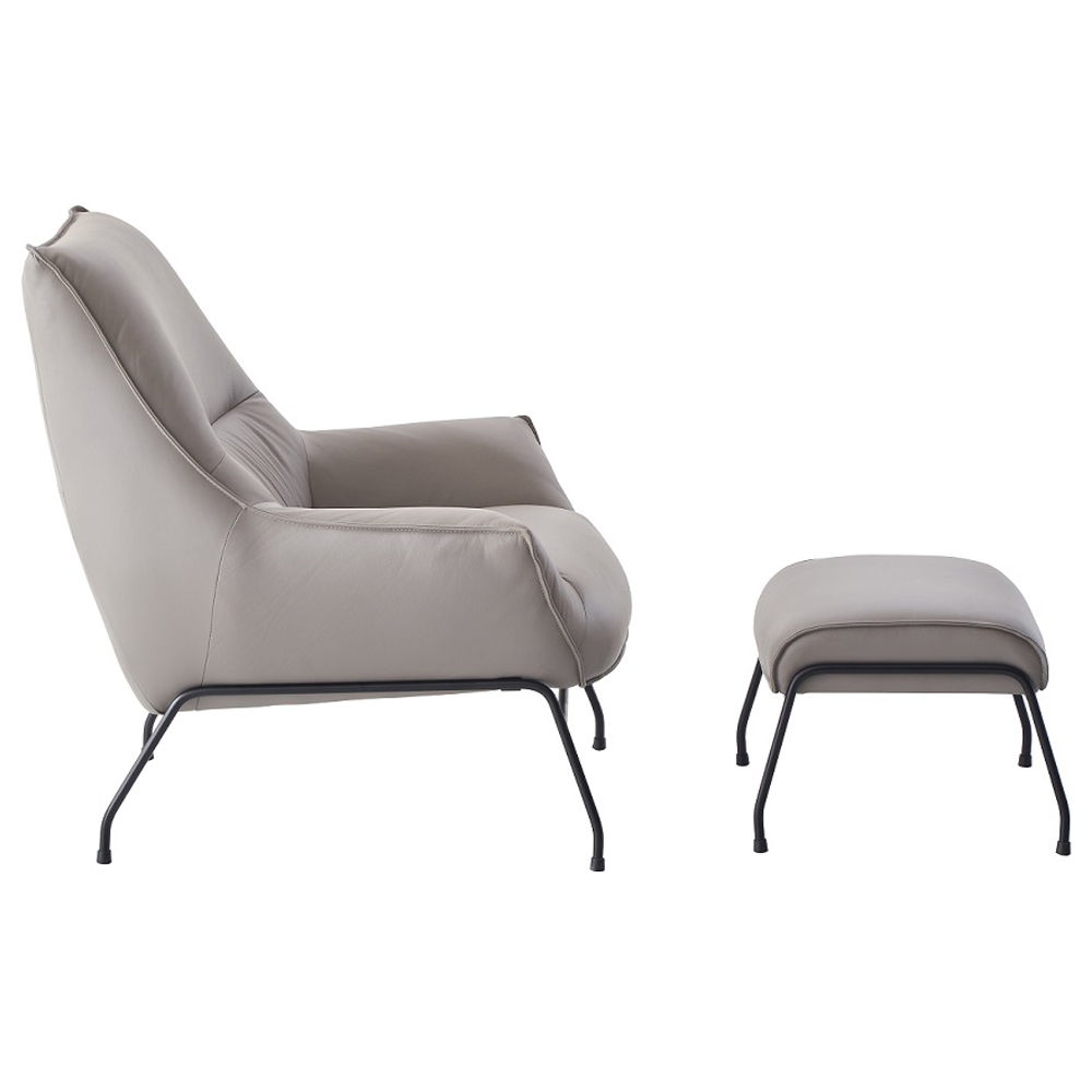 Jabel - Accent Chair & Ottoman - Khaki Top Grain Leather, gray, view 2