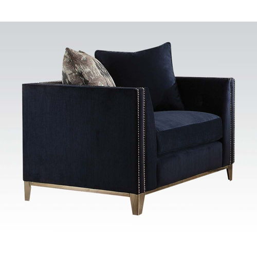 Phaedra - Chair With 2 Pillows - Blue Fabric, blue