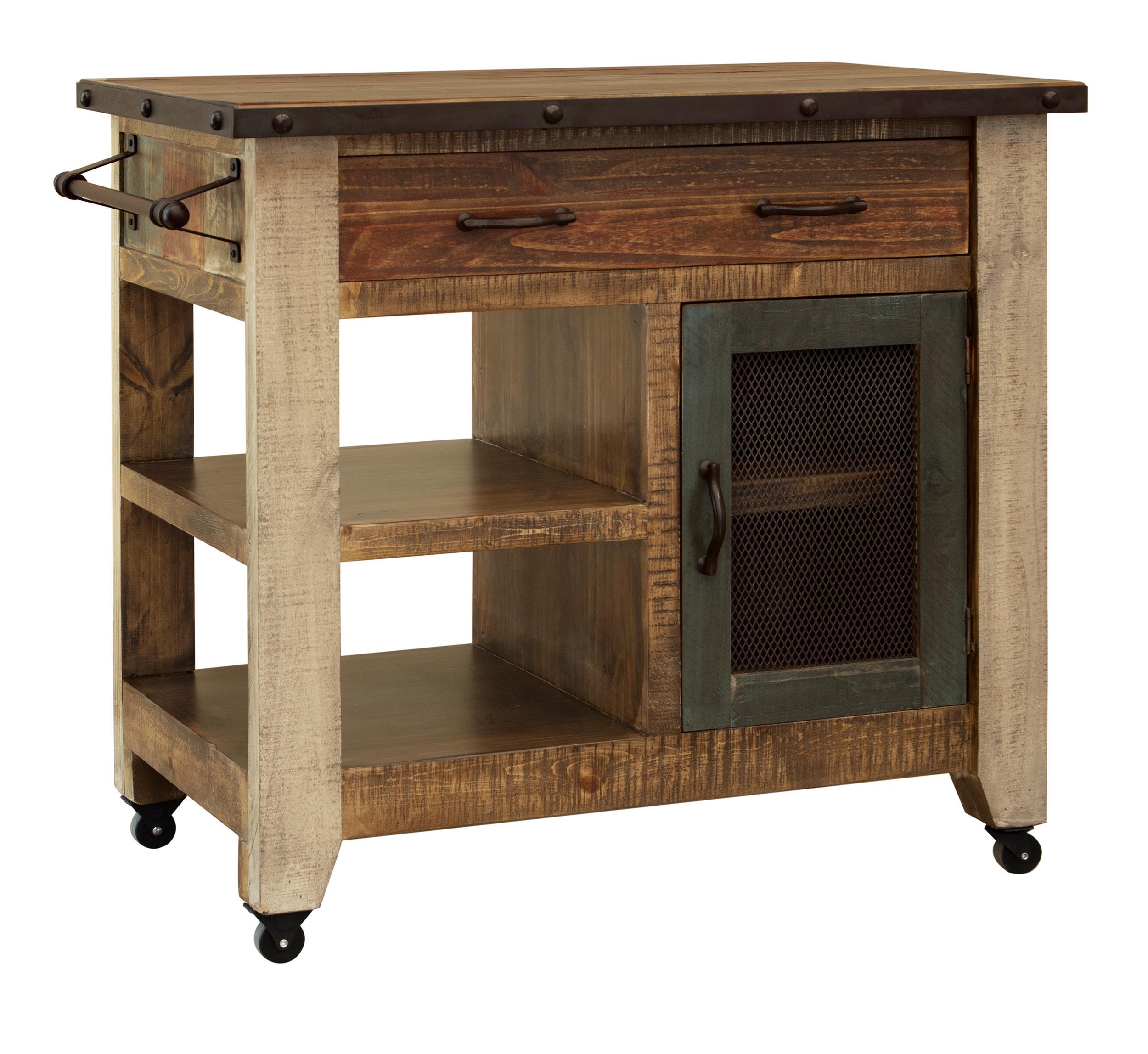 International Furniture Direct Antique - Kitchen Island With 1 Drawer - Multicolor