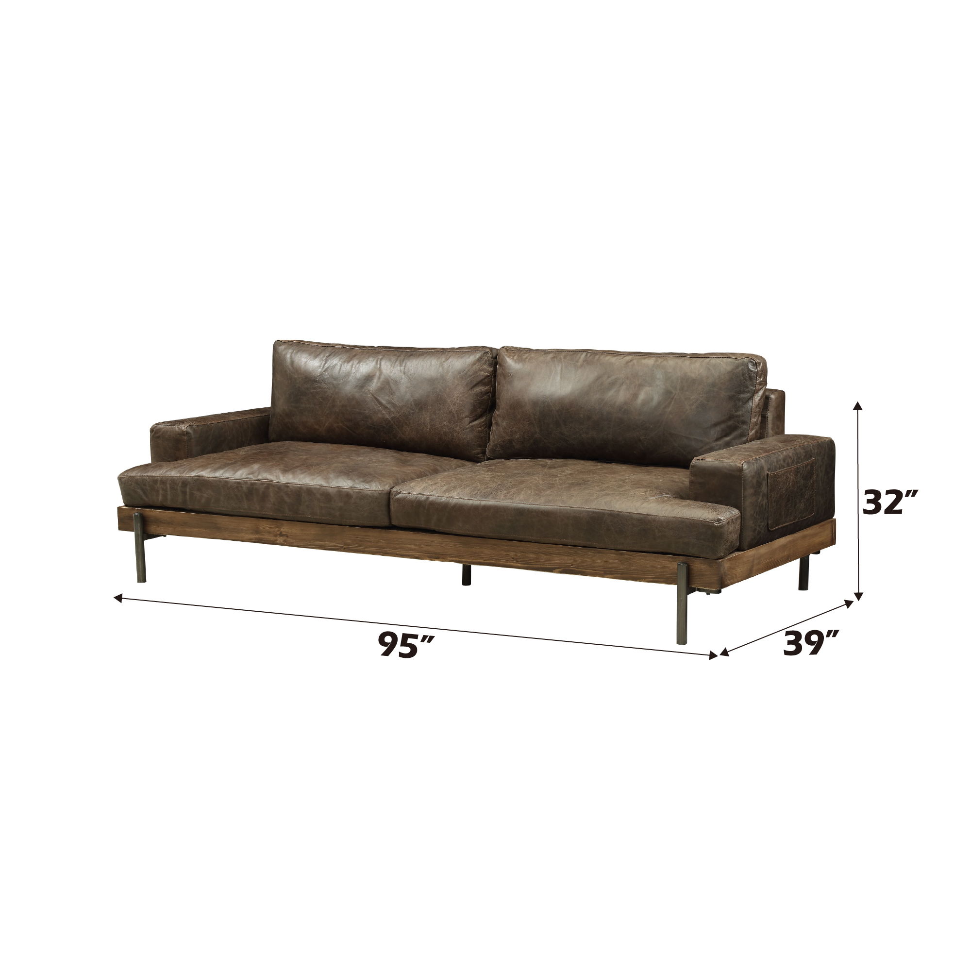 Silchester - Sofa - Distress Chocolate Top Grain Leather & Oak, dark brown, view 5