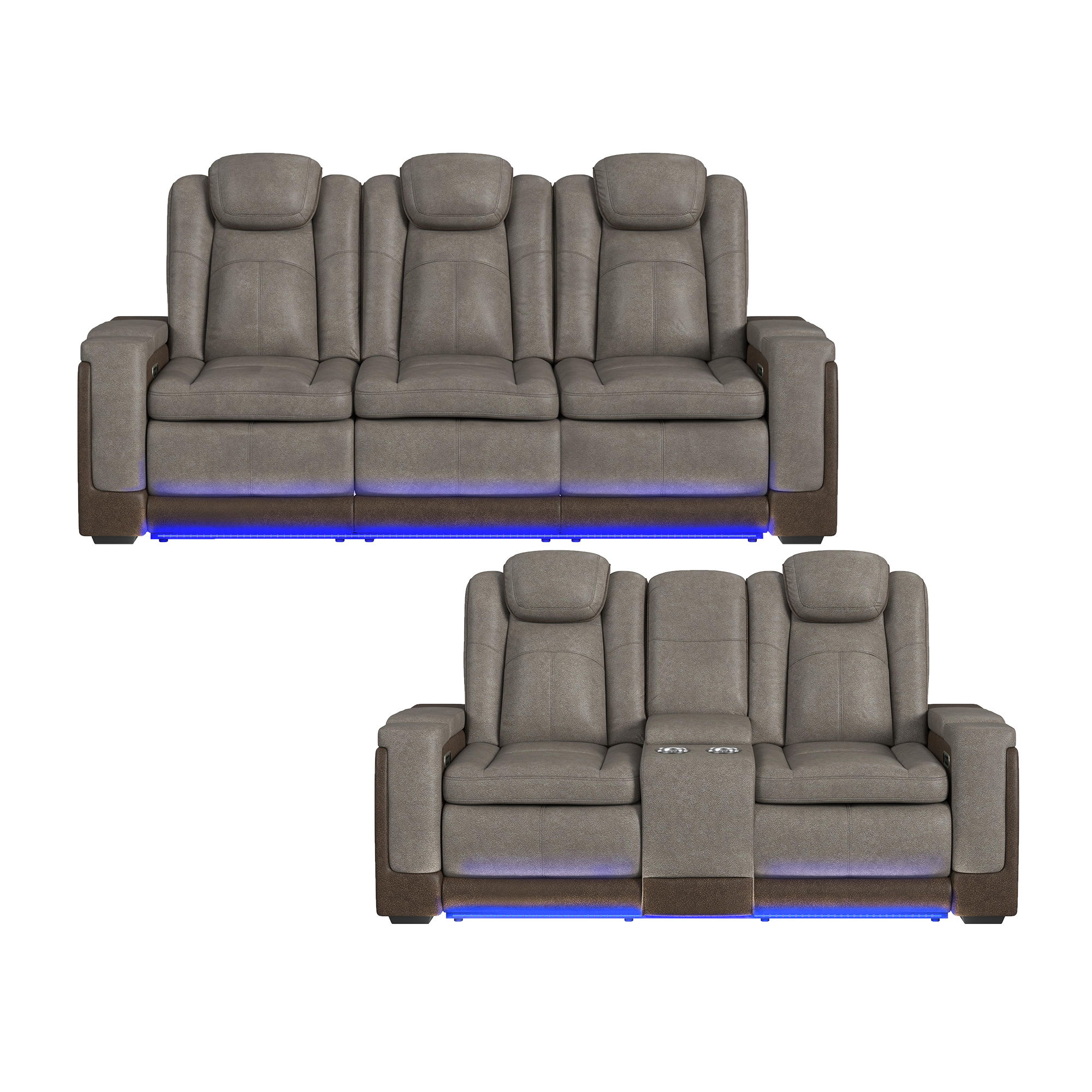 Lantana - 2 Piece Living Room Set (Sofa & Loveseat) - Rocky Gray/Brown