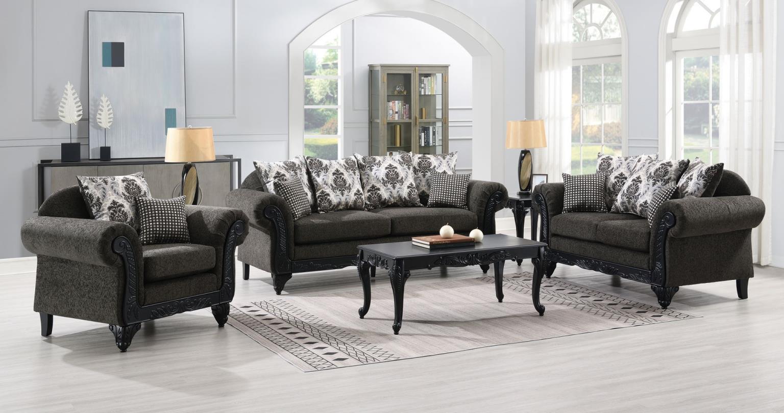 U208 - 2 Piece Living Room Set (Sofa & Loveseat) - Dark Gray