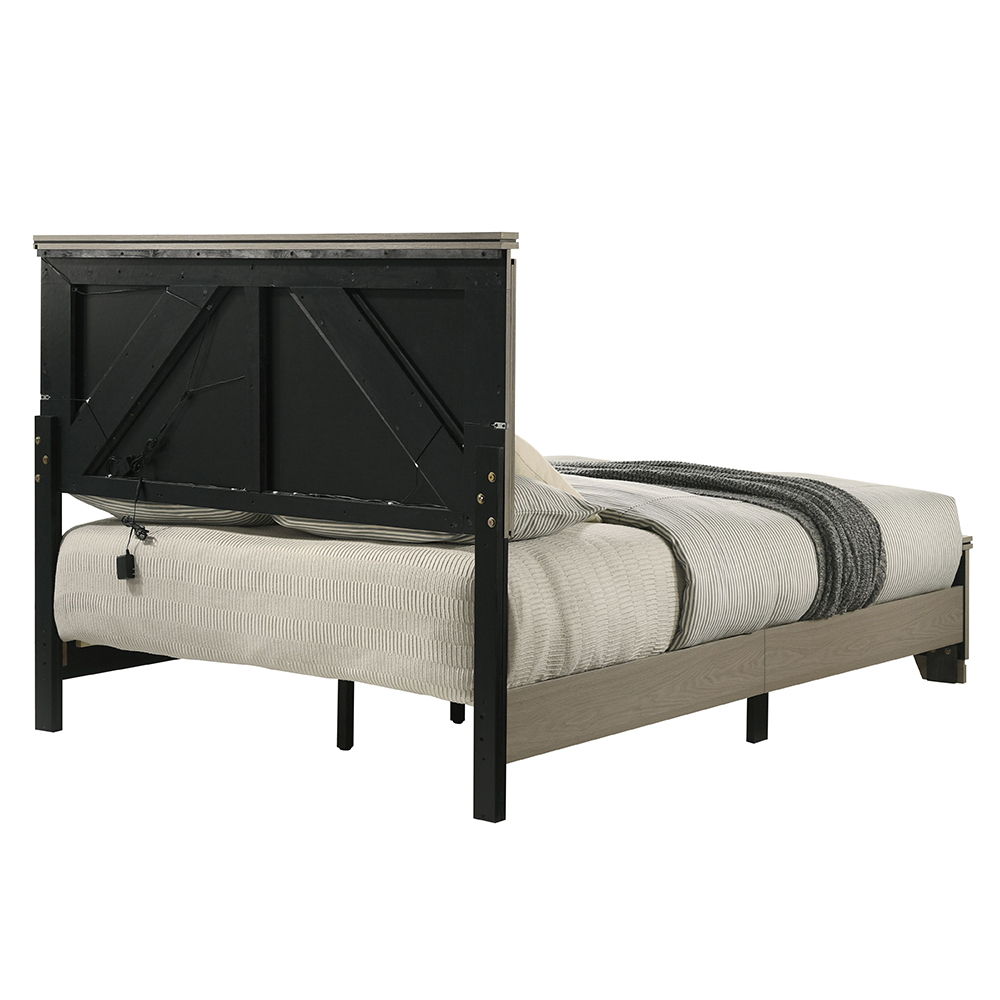 Joanna - Queen Bed With LED - Weathered Gray, gray, view 4