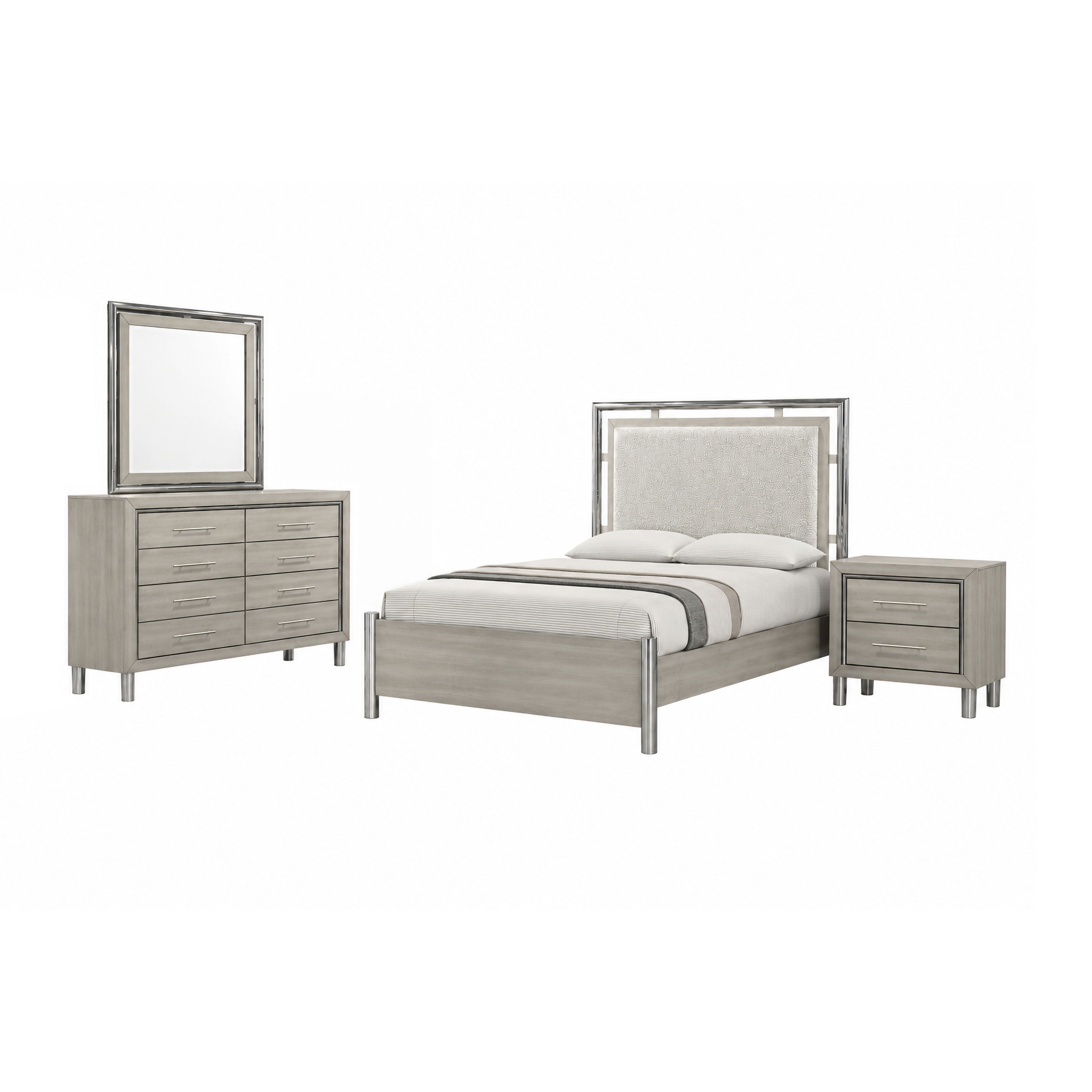 Queen · 4 Pc · Bed, Dresser, Mirror, Nightstand