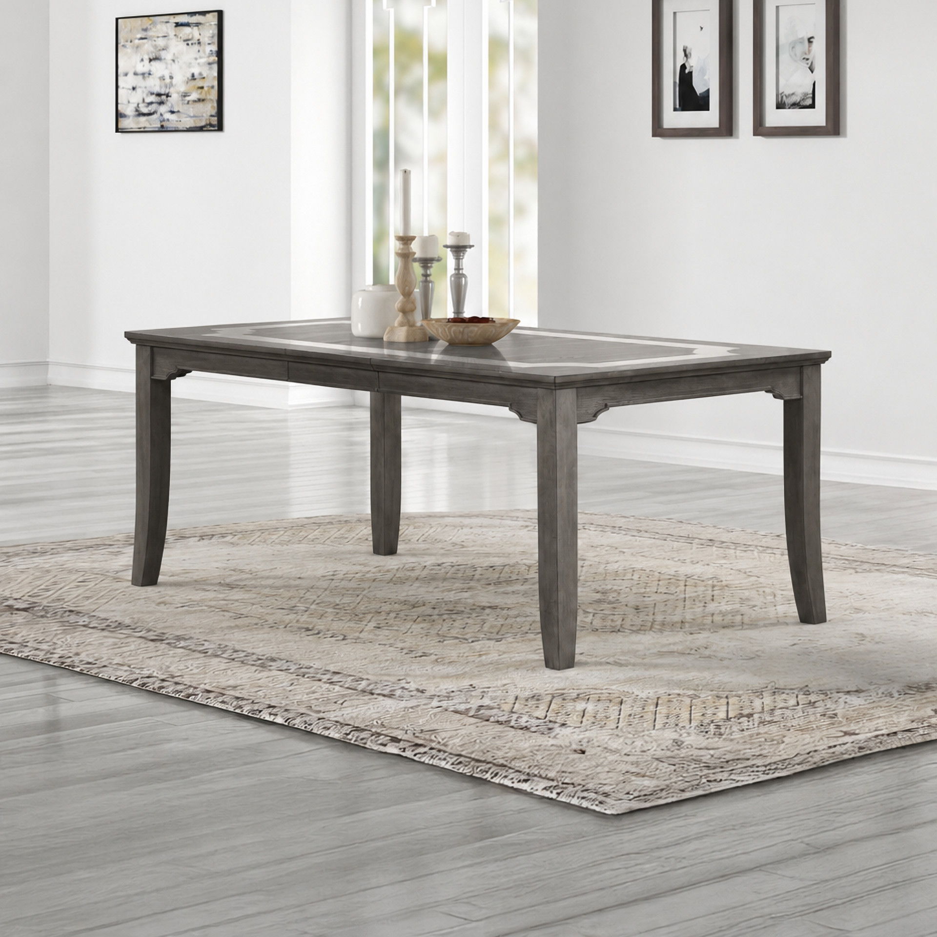 Lisbon - Rectangle Dining Table - Gray, dark gray