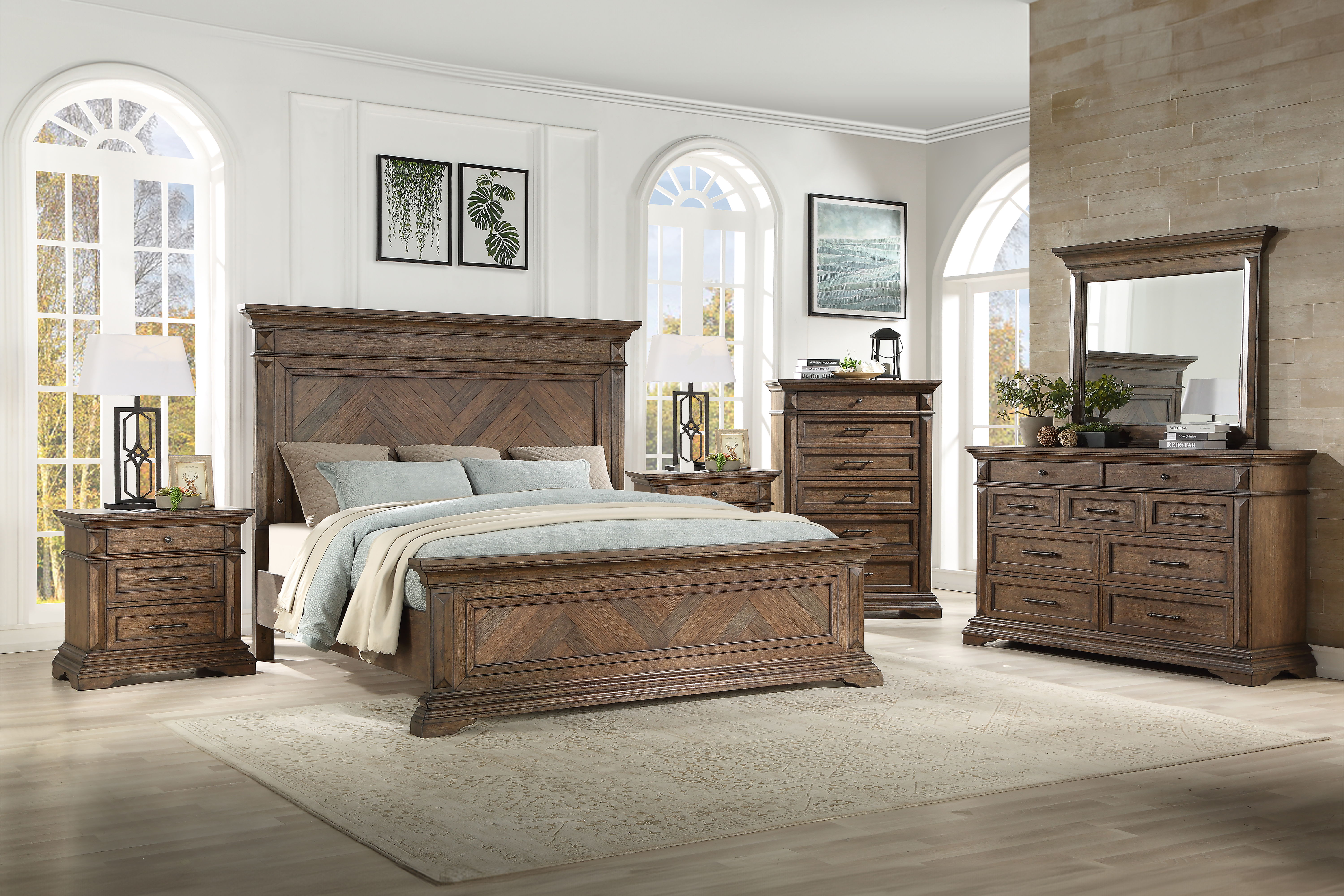 Mar Vista - 6/6 Eastern King 6 Piece Bedroom Set (Bed & Dresser & Mirror & Chest & 2 Nightstands) - Walnut