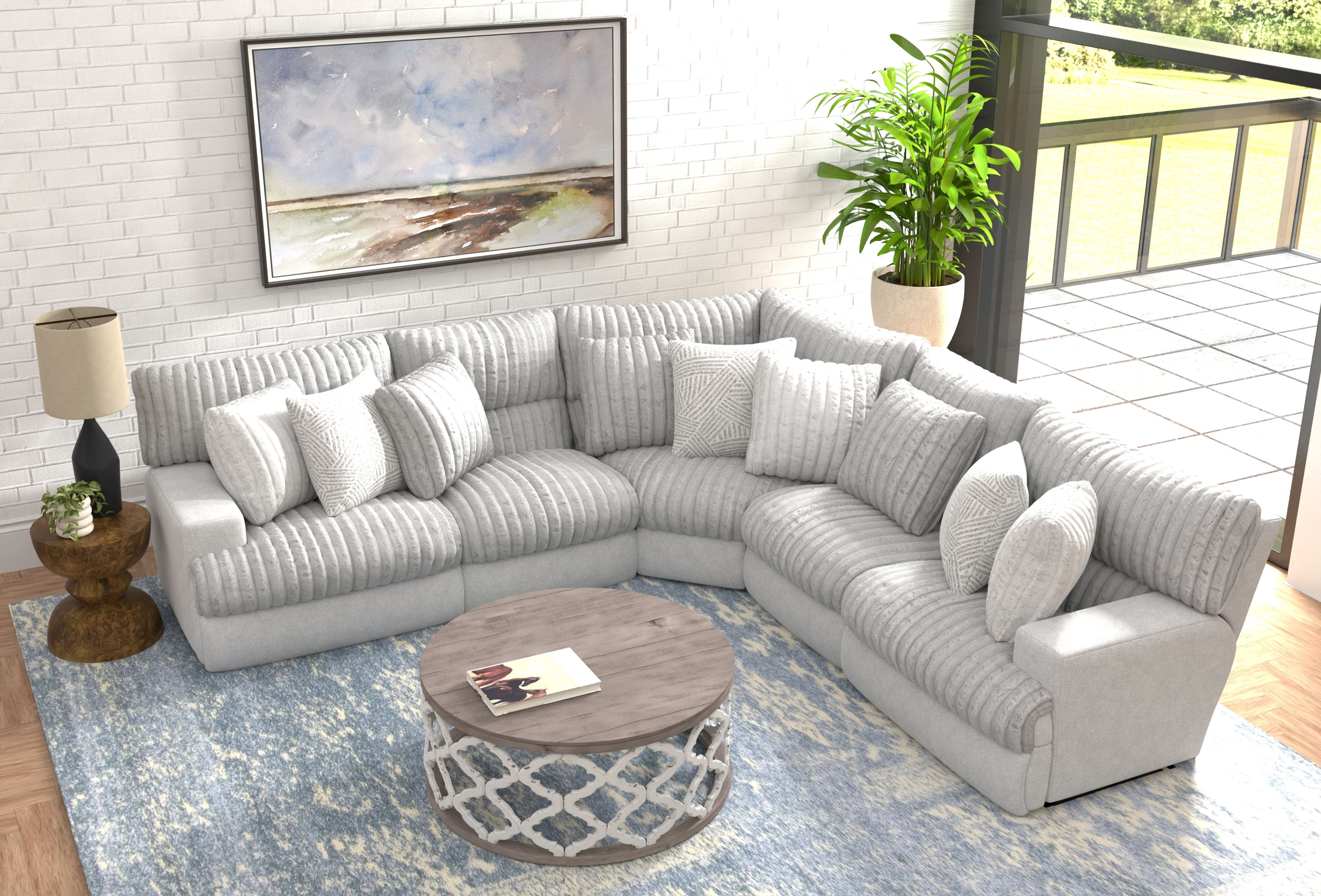 Abraxas - 5 Piece Upholstered Reclining Sectional With 2 Power Lay-Flat Reclining Seats - Moonstruck