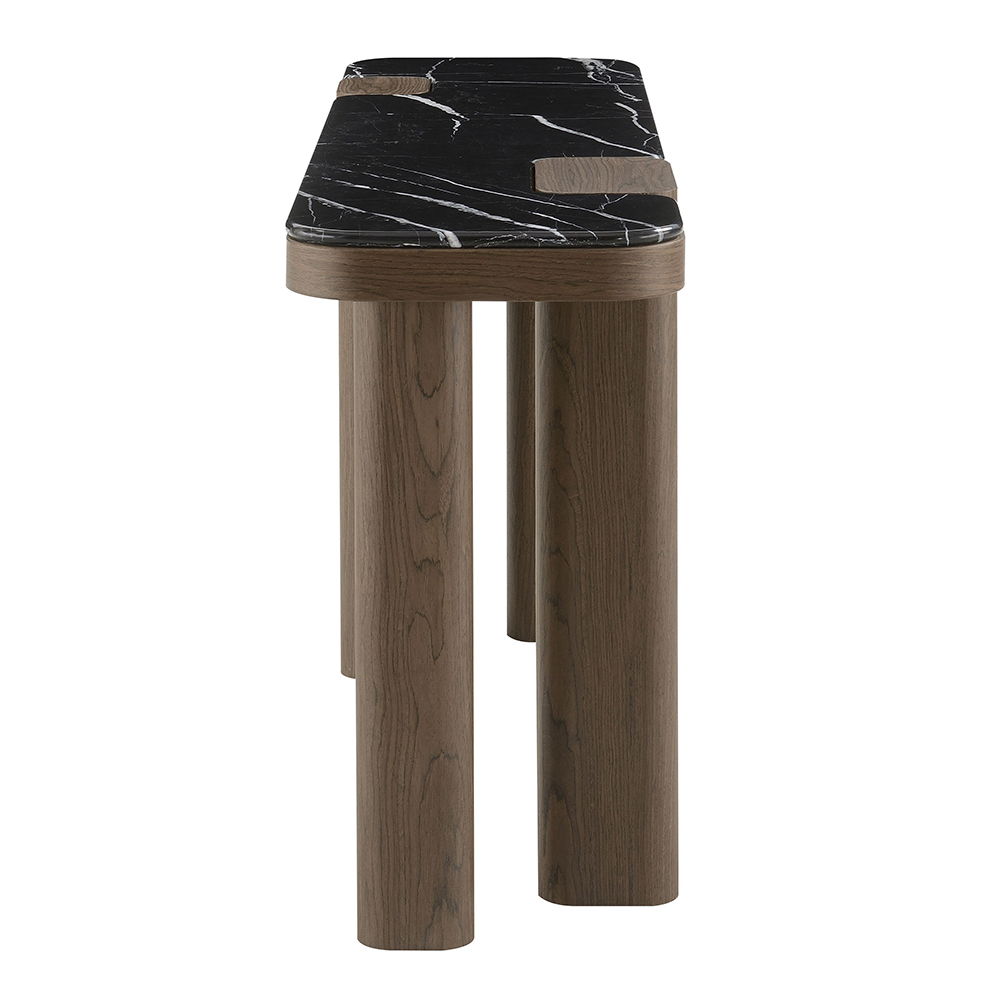 Dana - Console Table - Faux Marble Top, Black & Dark Walnut, black, view 3