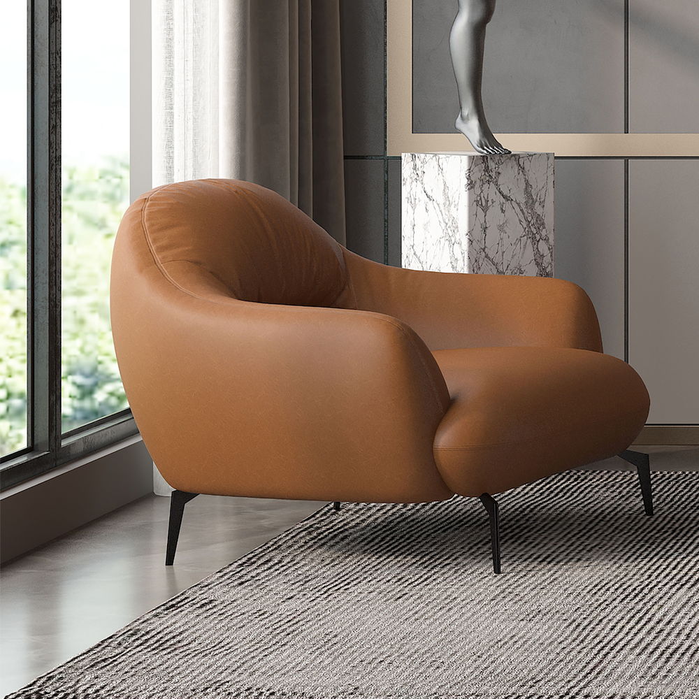 Leonia - Chair - Cognac Leather, dark brown