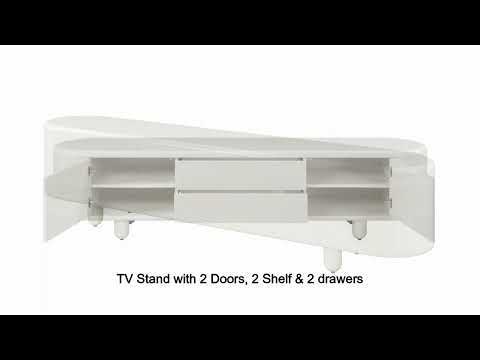 Keely - TV Stand - White High Gloss, white, view 6