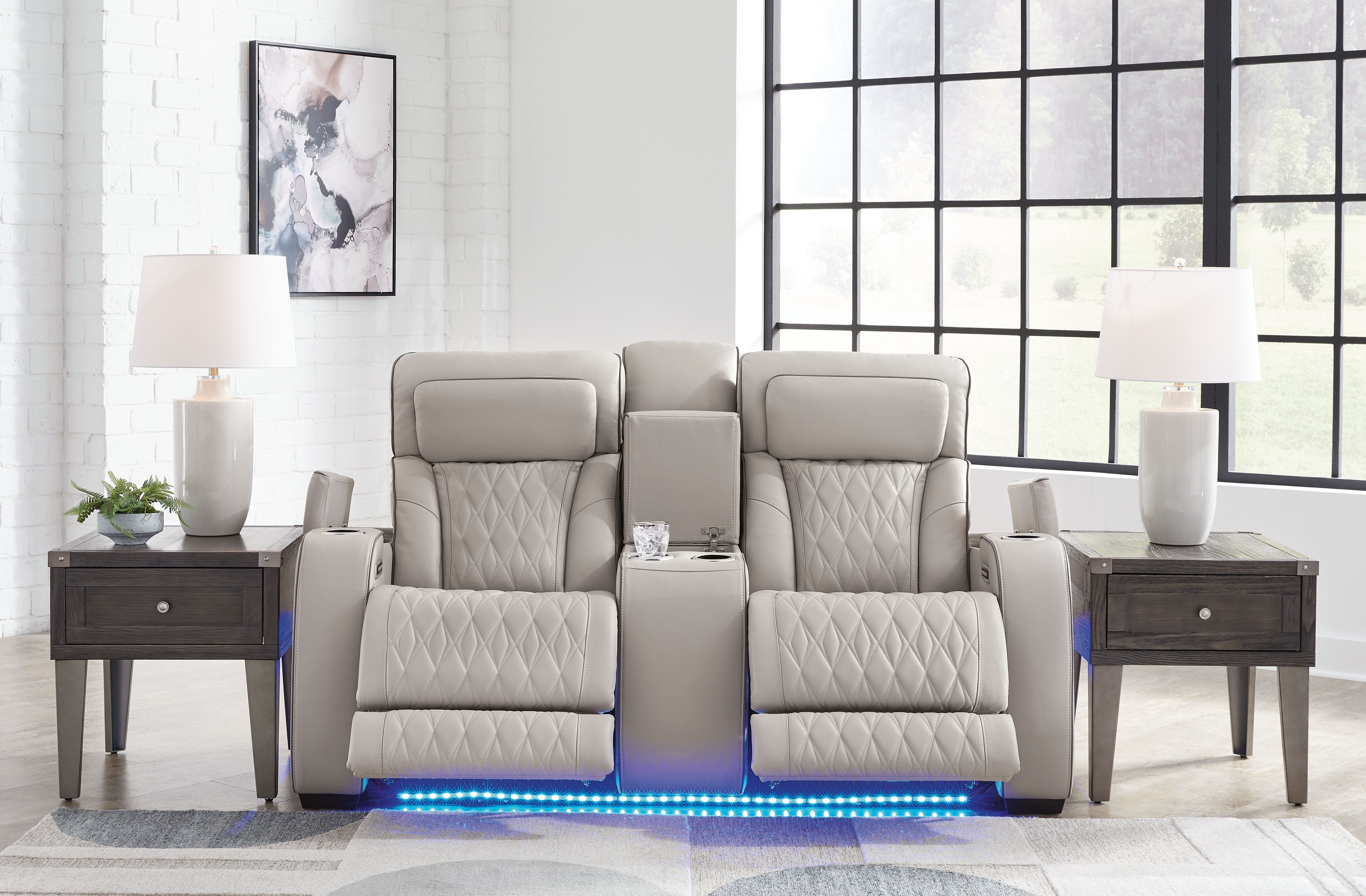 Ashley Furniture Boyington - Power Reclining Loveseat with Console/Adj Hdrst - Gray - Image 8