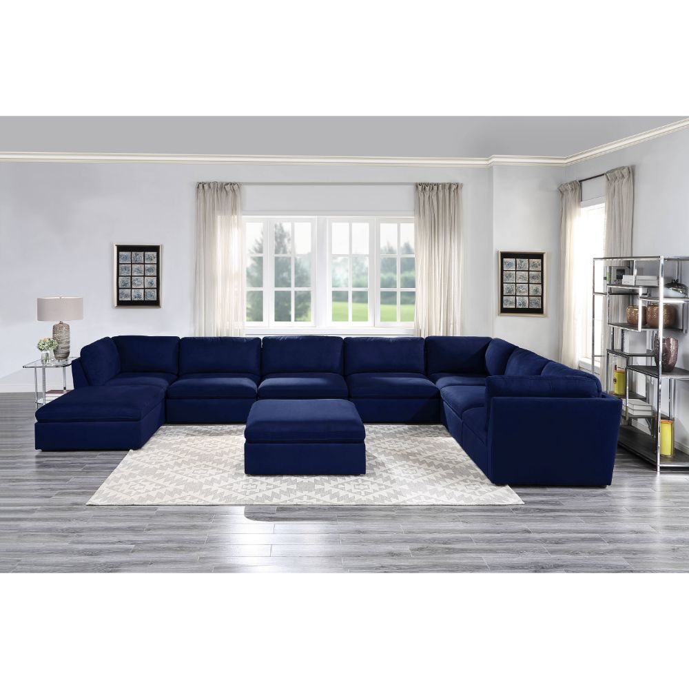 Crosby - Modular Armless Chair - Blue Fabric, blue, view 4