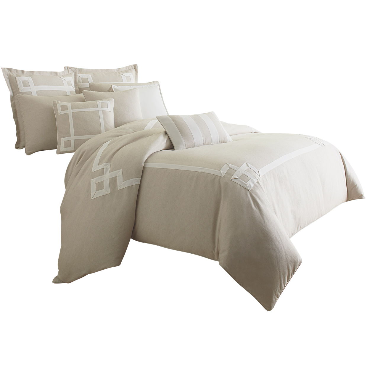Avenue A - 10 Piece King Comforter Set - Natural Image
