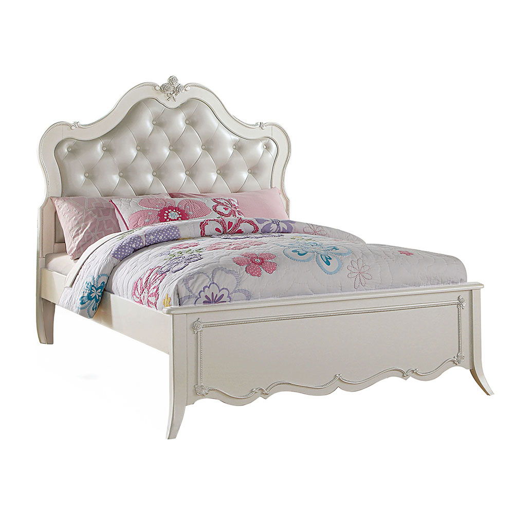 Edalene - Full Bed - Pearl Synthetic Leather & Pearl White, white, view 2
