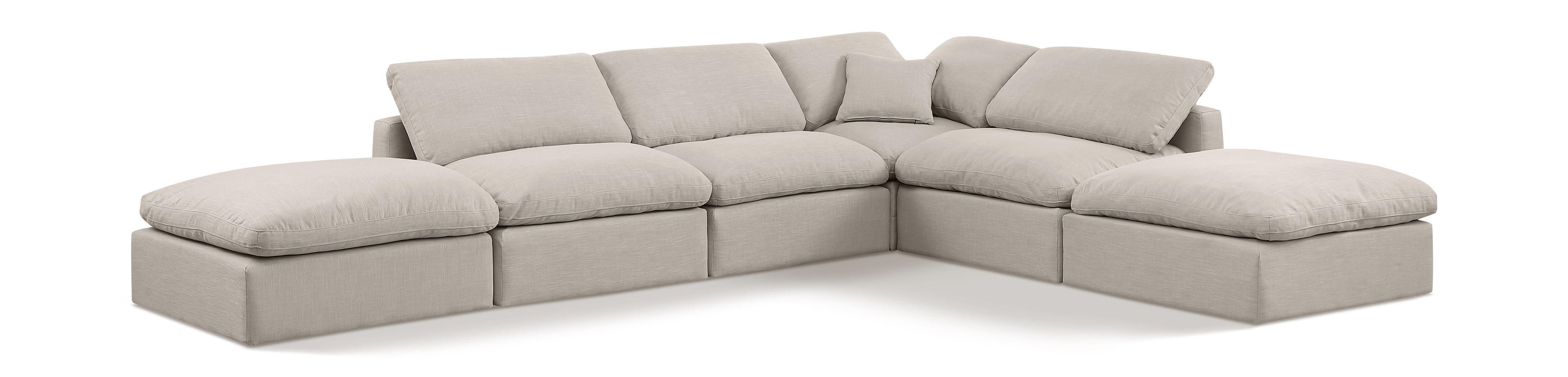 Indulge - Linen 6 Piece Modular Armless Sectional - Ivory